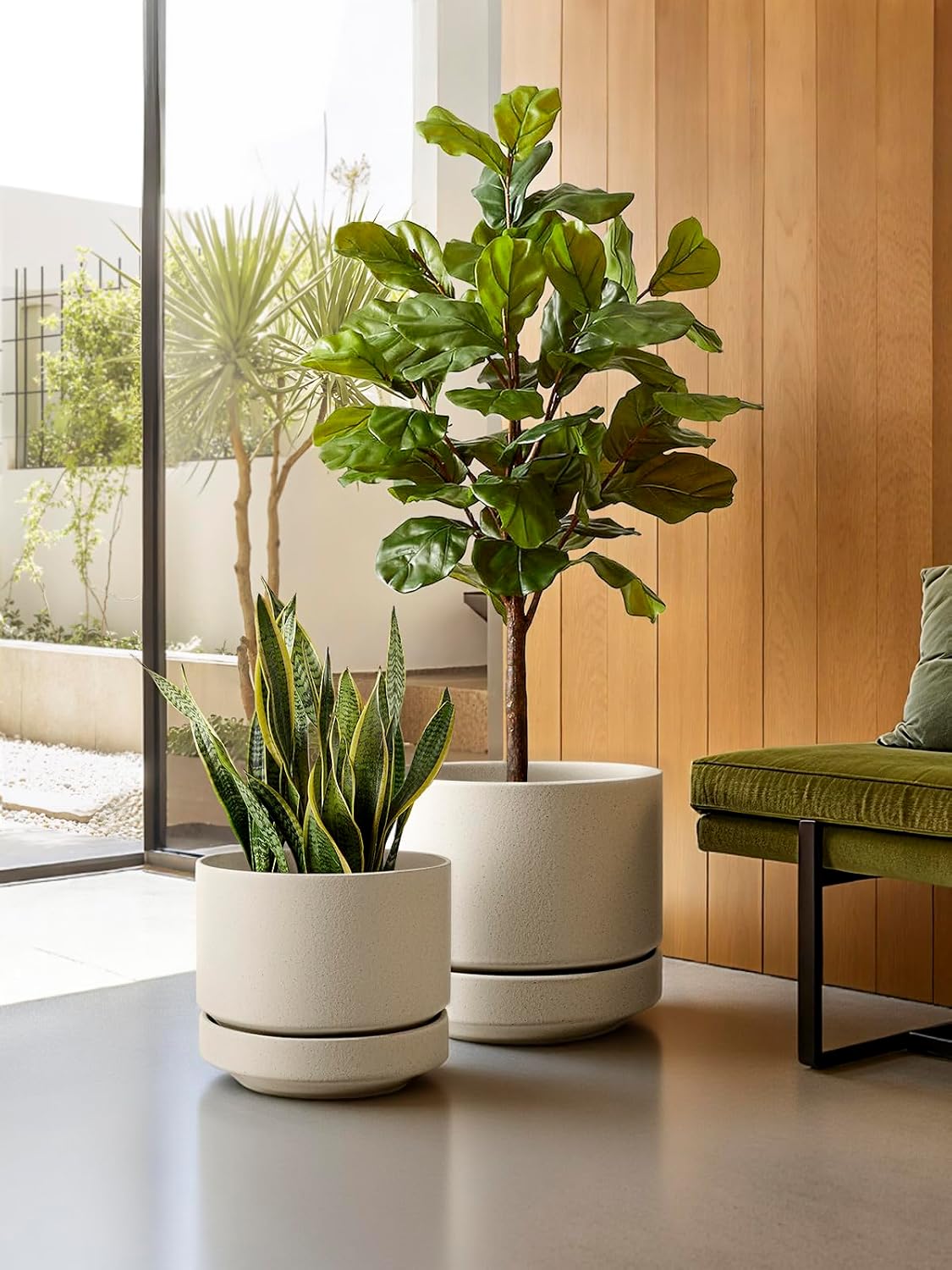 Ceramic Indoor Planter with Saucer, 12 inch