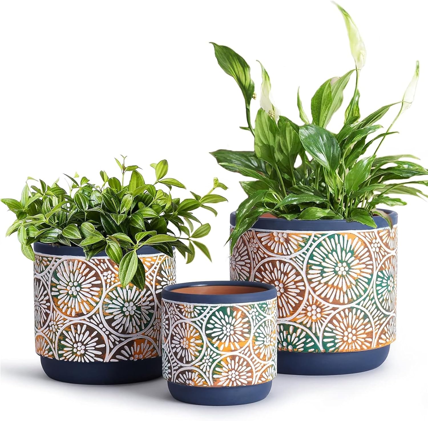 Ceramic Plant Pots with Drainage Holes, Set of 3