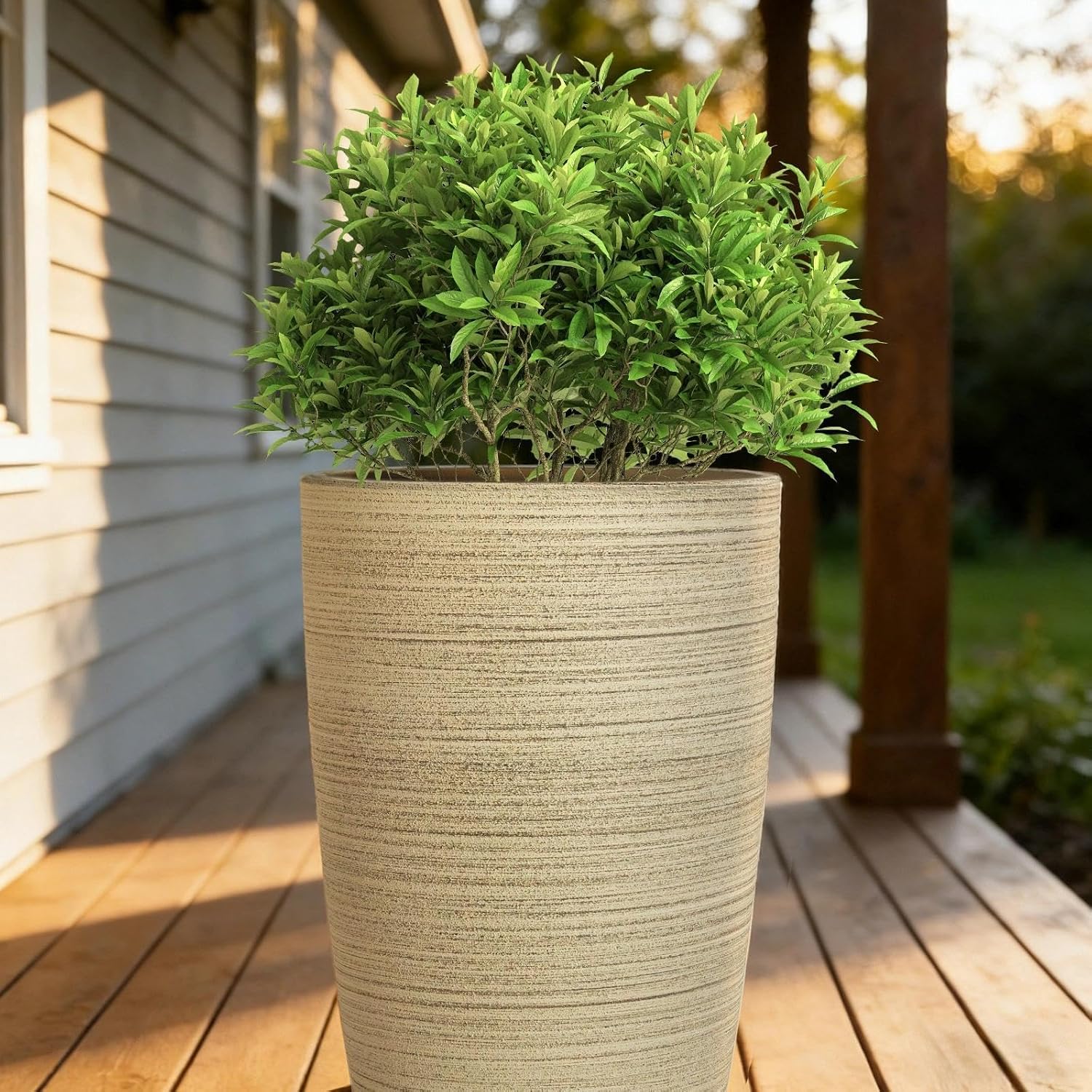 Faux Stone Finish Round Planters, 4 Pack, 10 to 21 inch