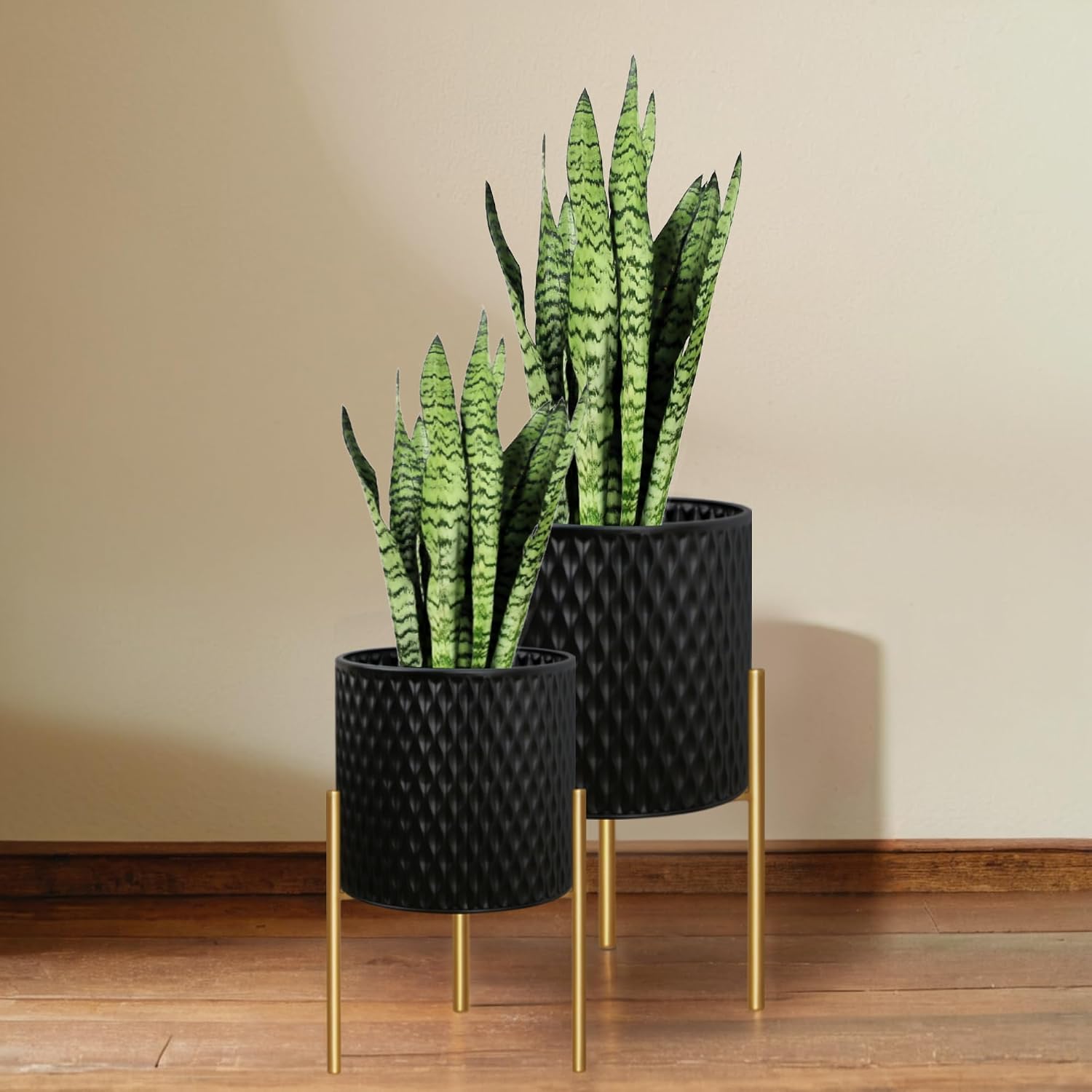 Mid-Century Planters with Stand, Set of 2, Small