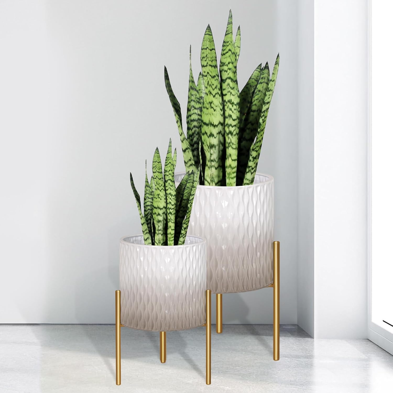Mid-Century Planters with Stand, Set of 2, Small