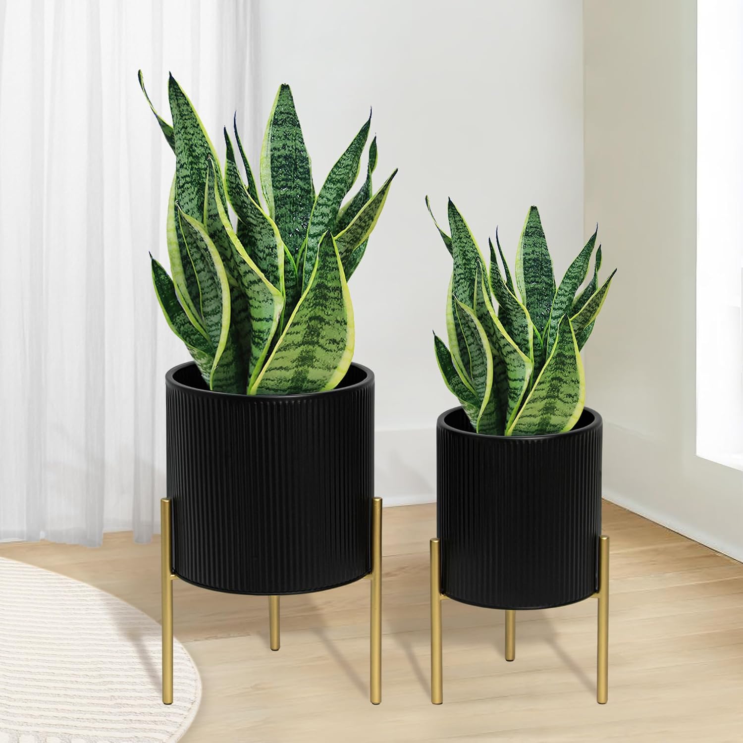 Mid-Century Planters with Stand, Set of 2, Small