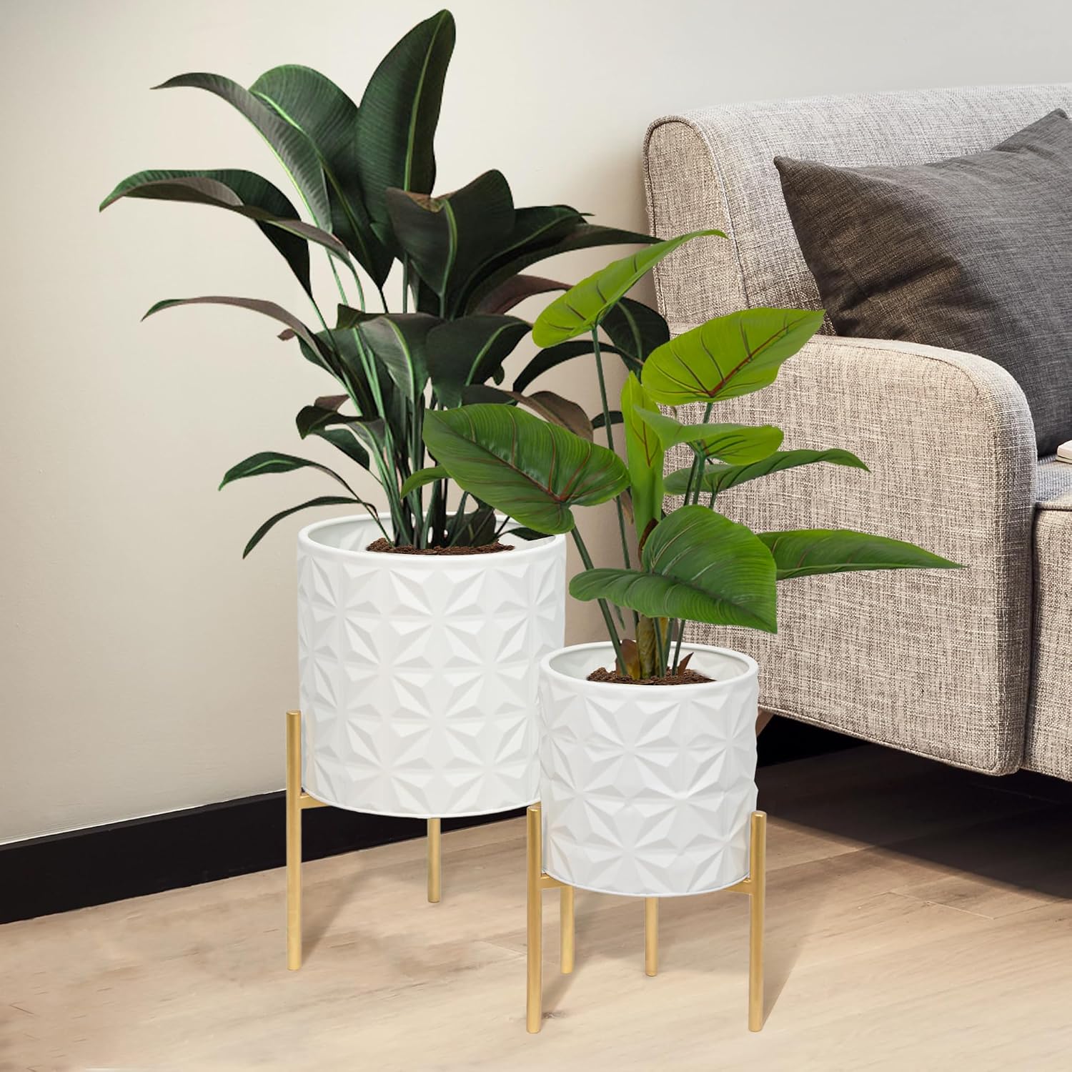 Mid-Century Planters with Stand, Set of 2, Small