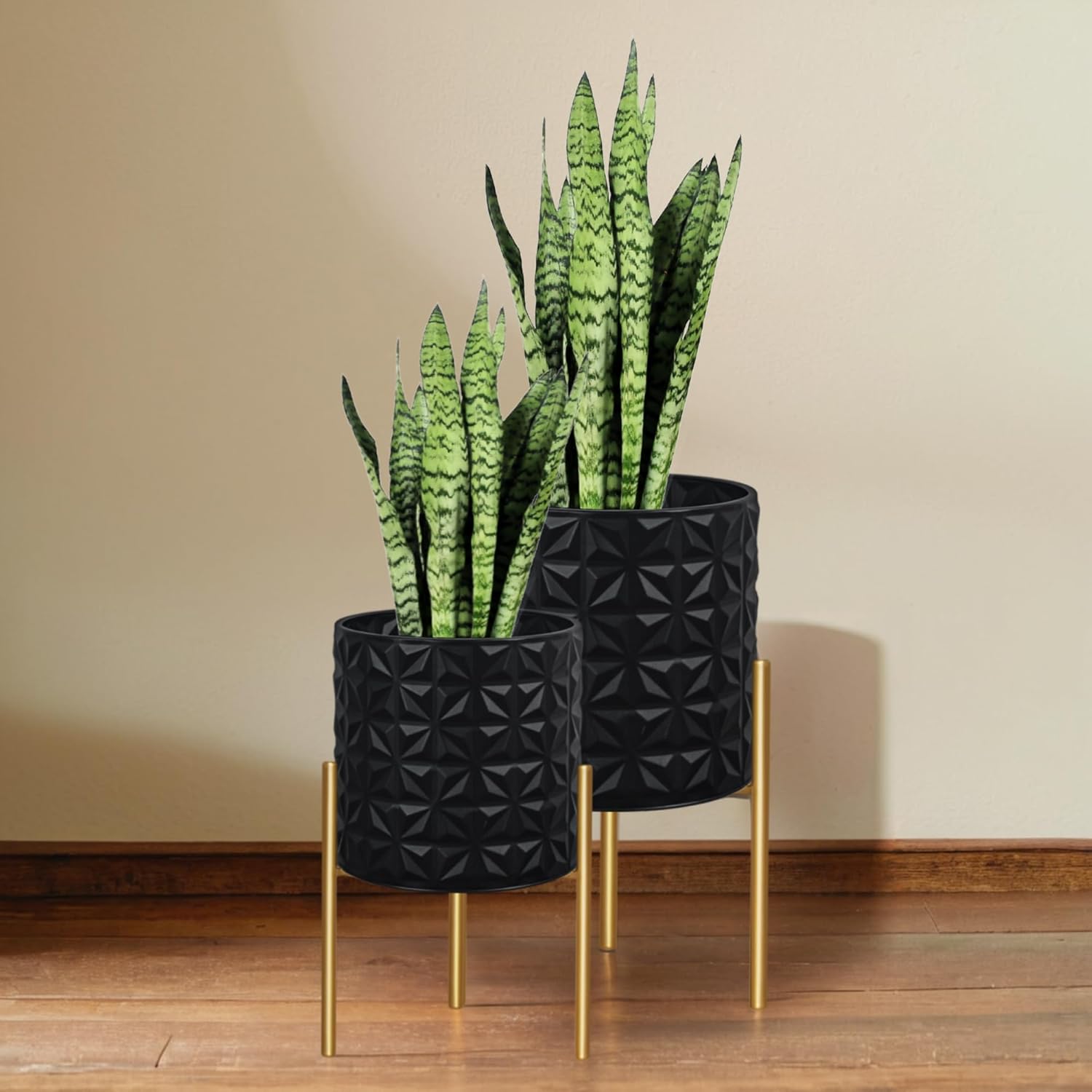 Mid-Century Planters with Stand, Set of 2, Small