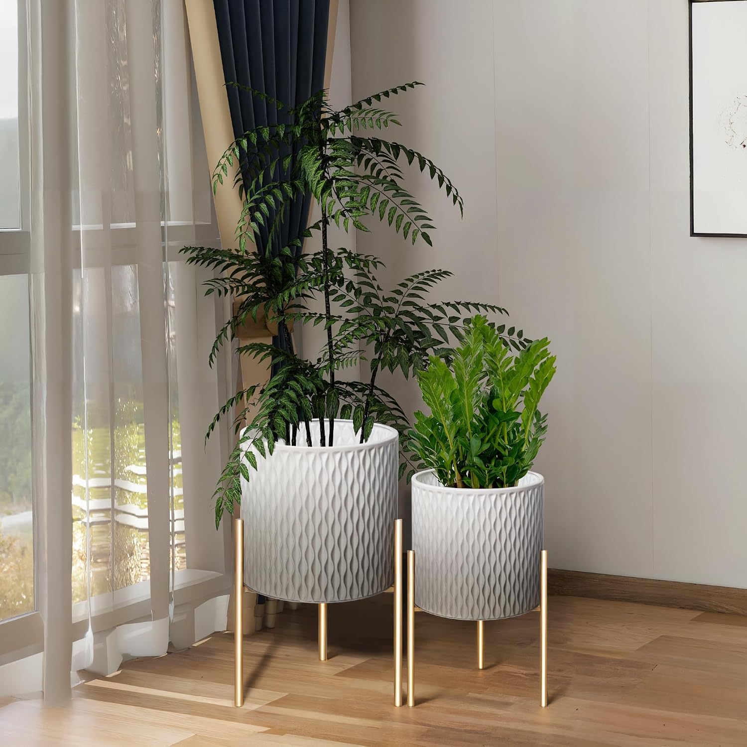 Mid-Century Planters with Stand, Set of 2, Small