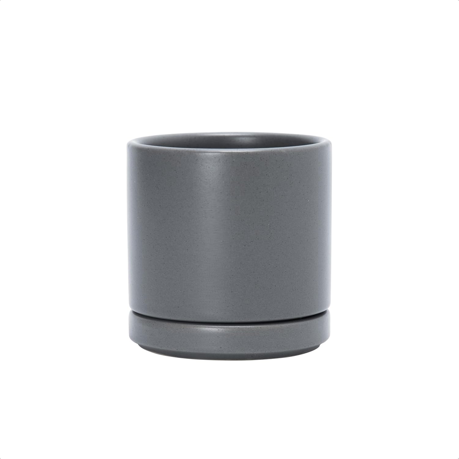 Modern Cylinder Ceramic Planter, 6.5 inch, Olive