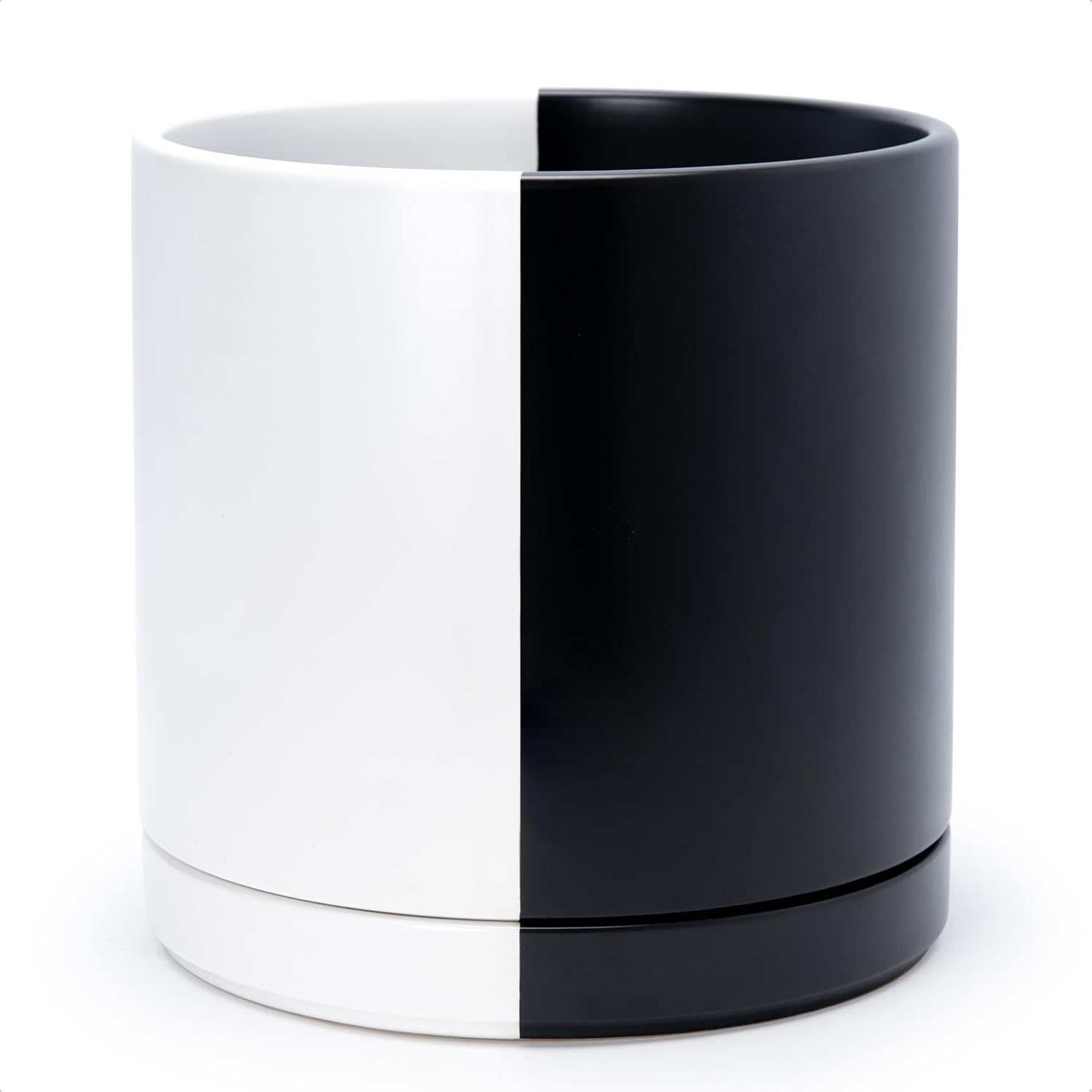 Modern Cylinder Ceramic Planter, 6.5 inch, Olive