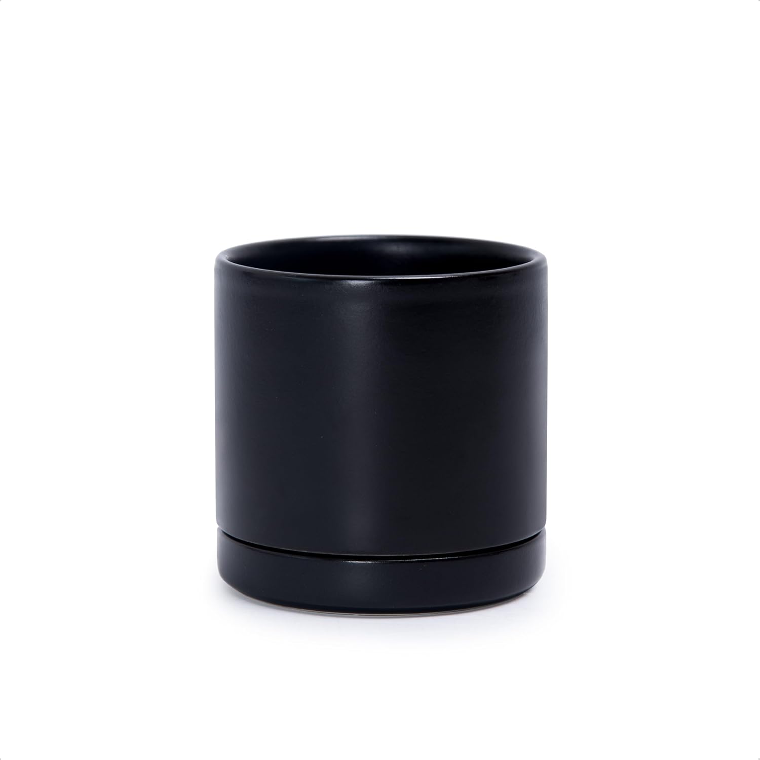 Modern Cylinder Ceramic Planter, 6.5 inch, Olive