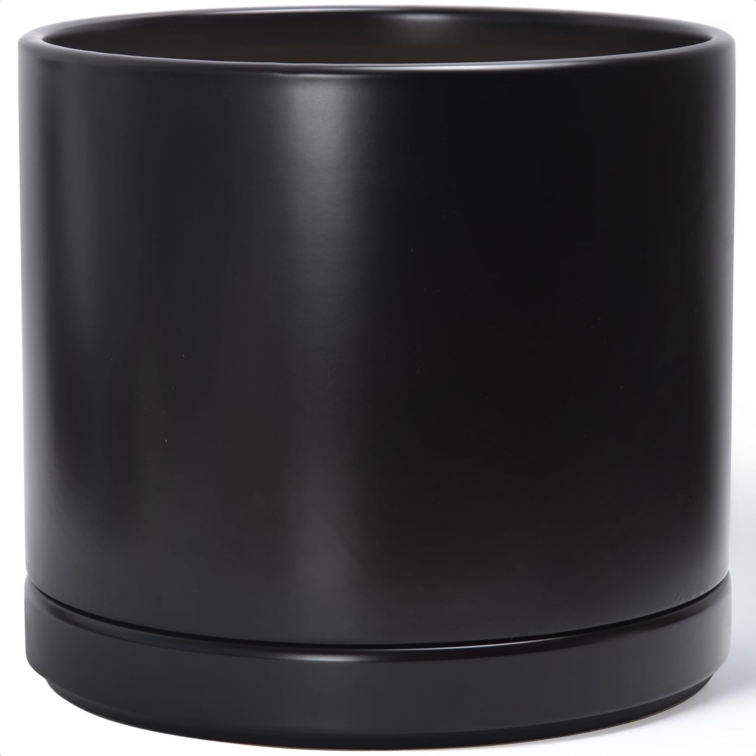 Modern Cylinder Ceramic Planter, 6.5 inch, Olive