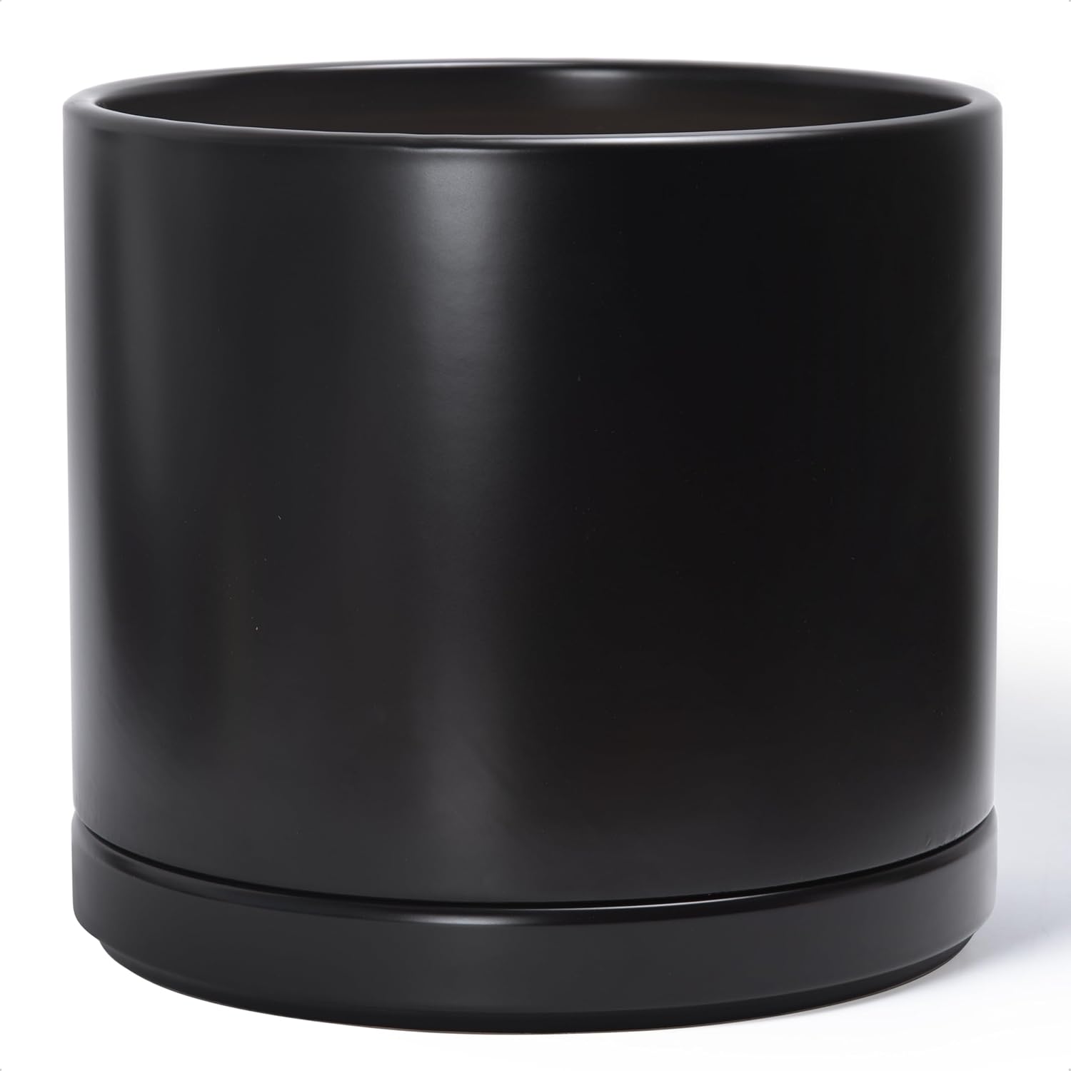 Modern Cylinder Ceramic Planter, 6.5 inch, Olive