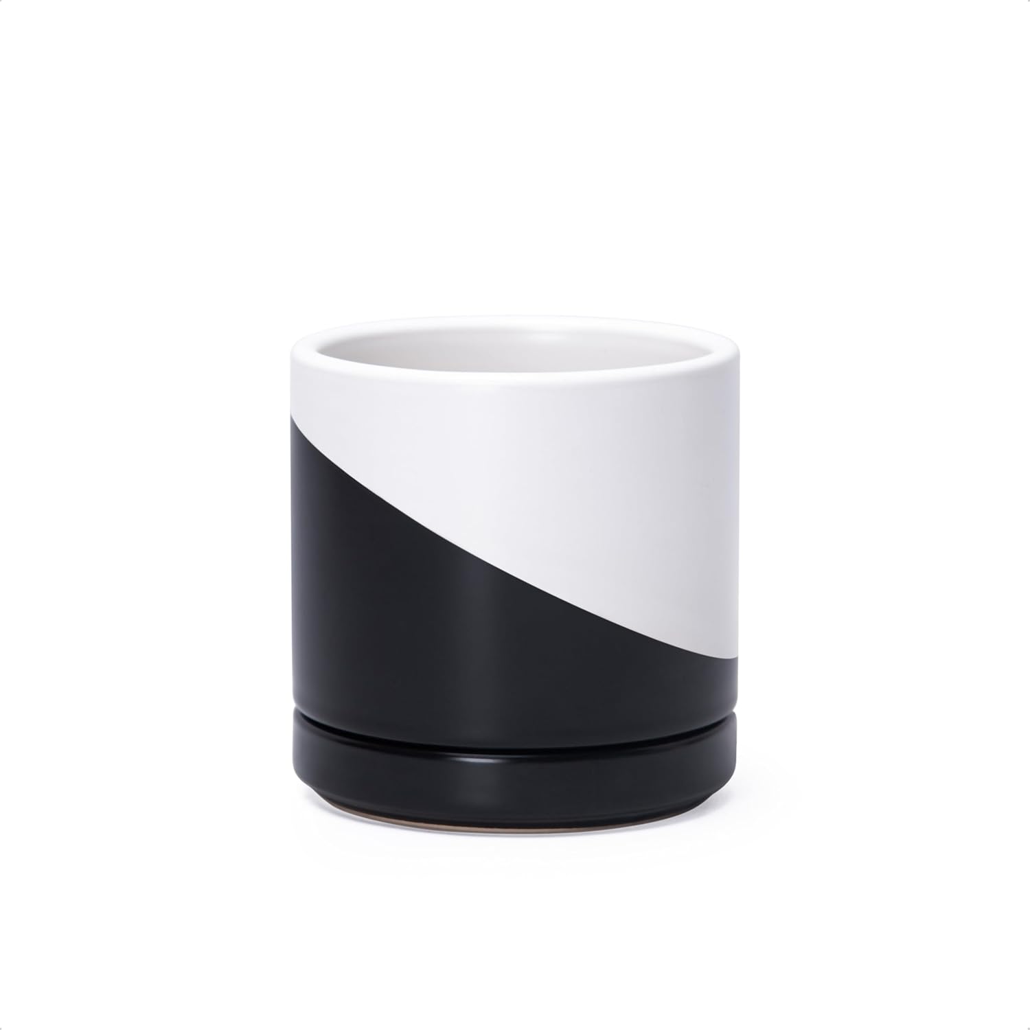 Modern Cylinder Ceramic Planter, 6.5 inch, Olive