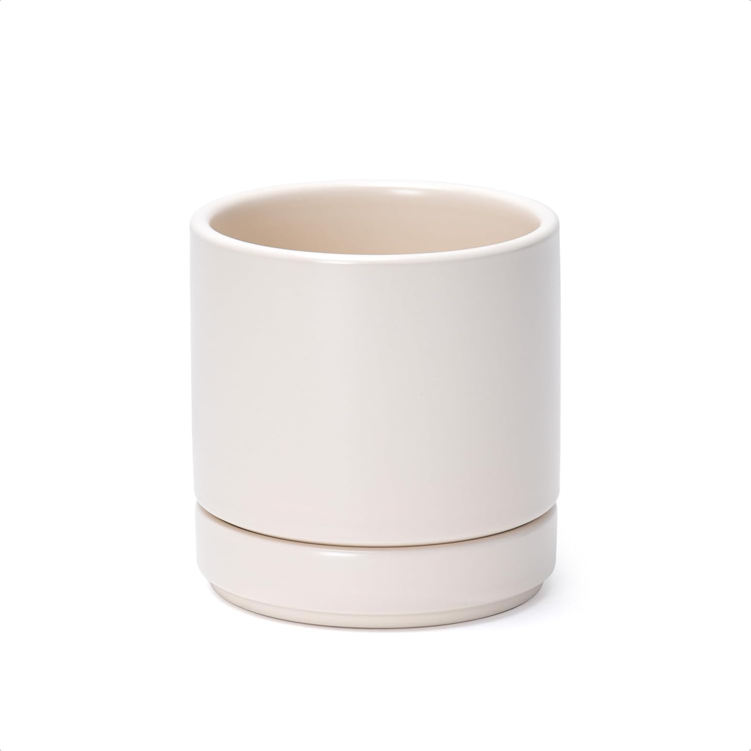 Modern Cylinder Ceramic Planter, 6.5 inch, Olive