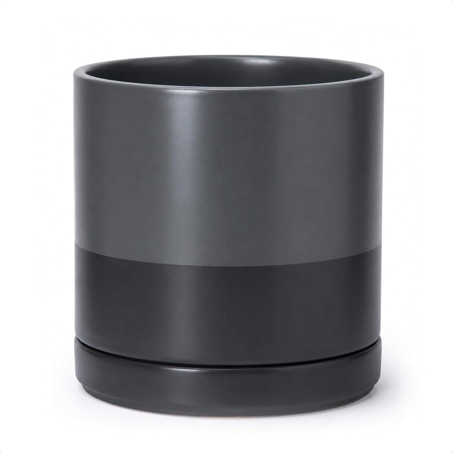 Modern Cylinder Ceramic Planter, 6.5 inch, Olive