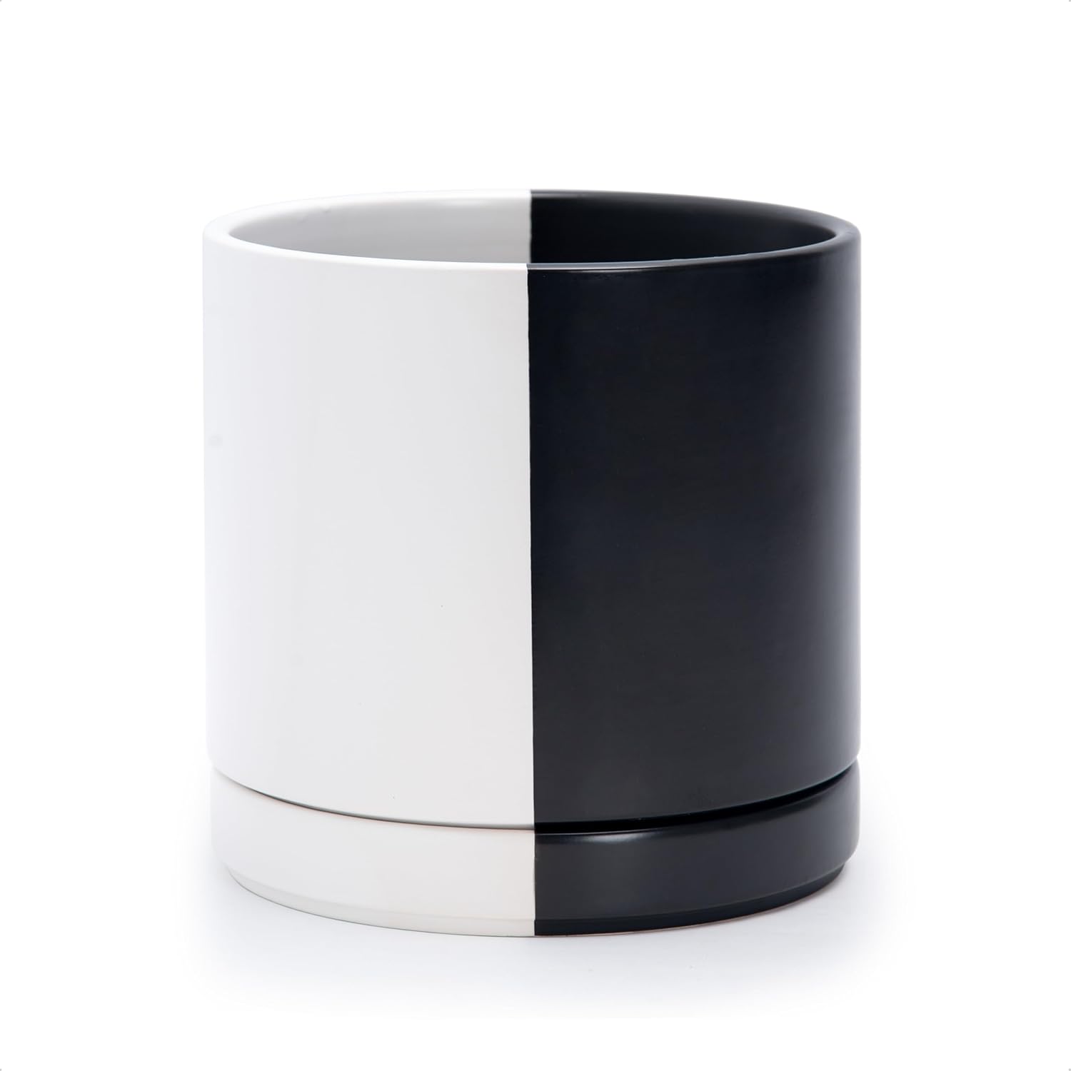 Modern Cylinder Ceramic Planter, 6.5 inch, Olive
