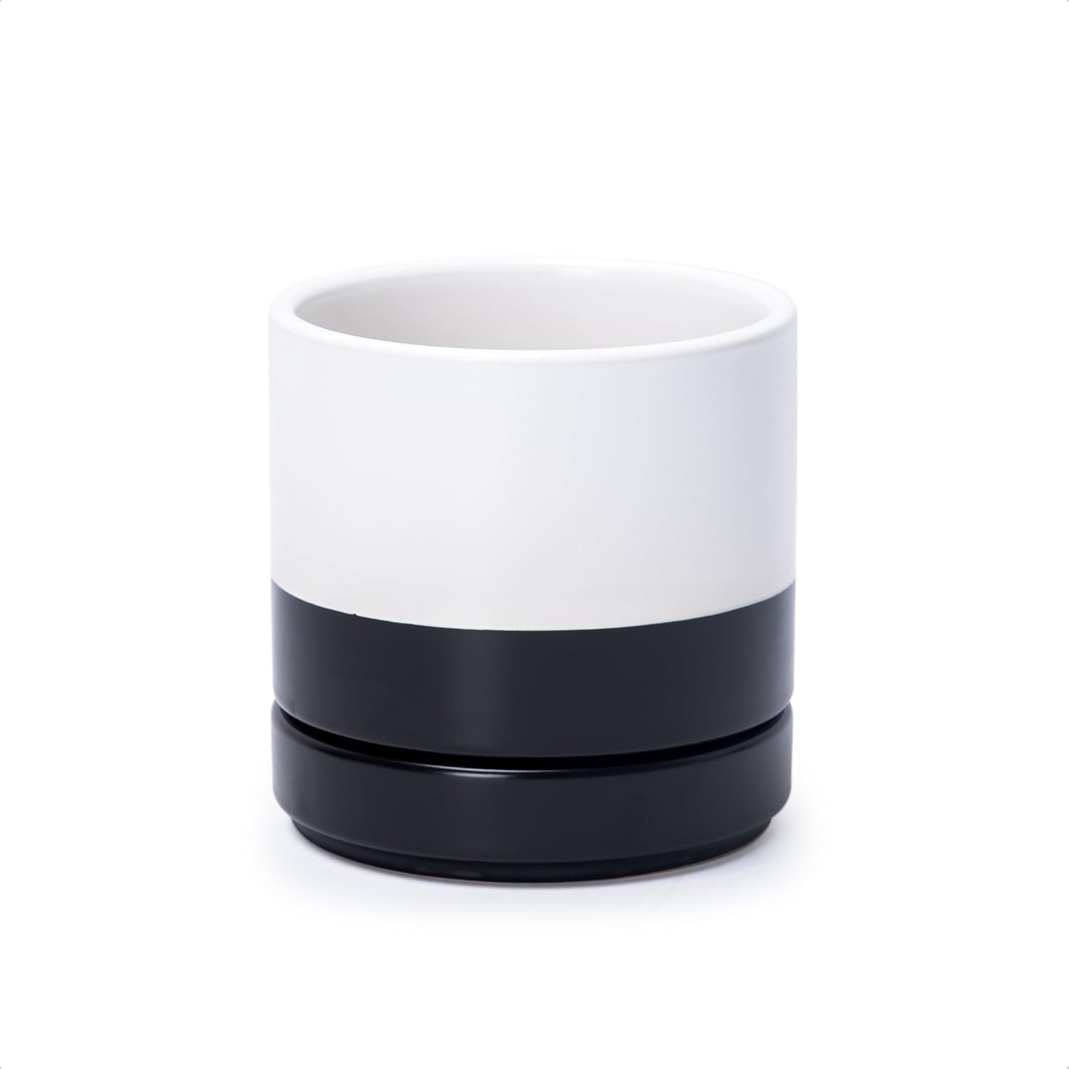 Modern Cylinder Ceramic Planter, 6.5 inch, Olive