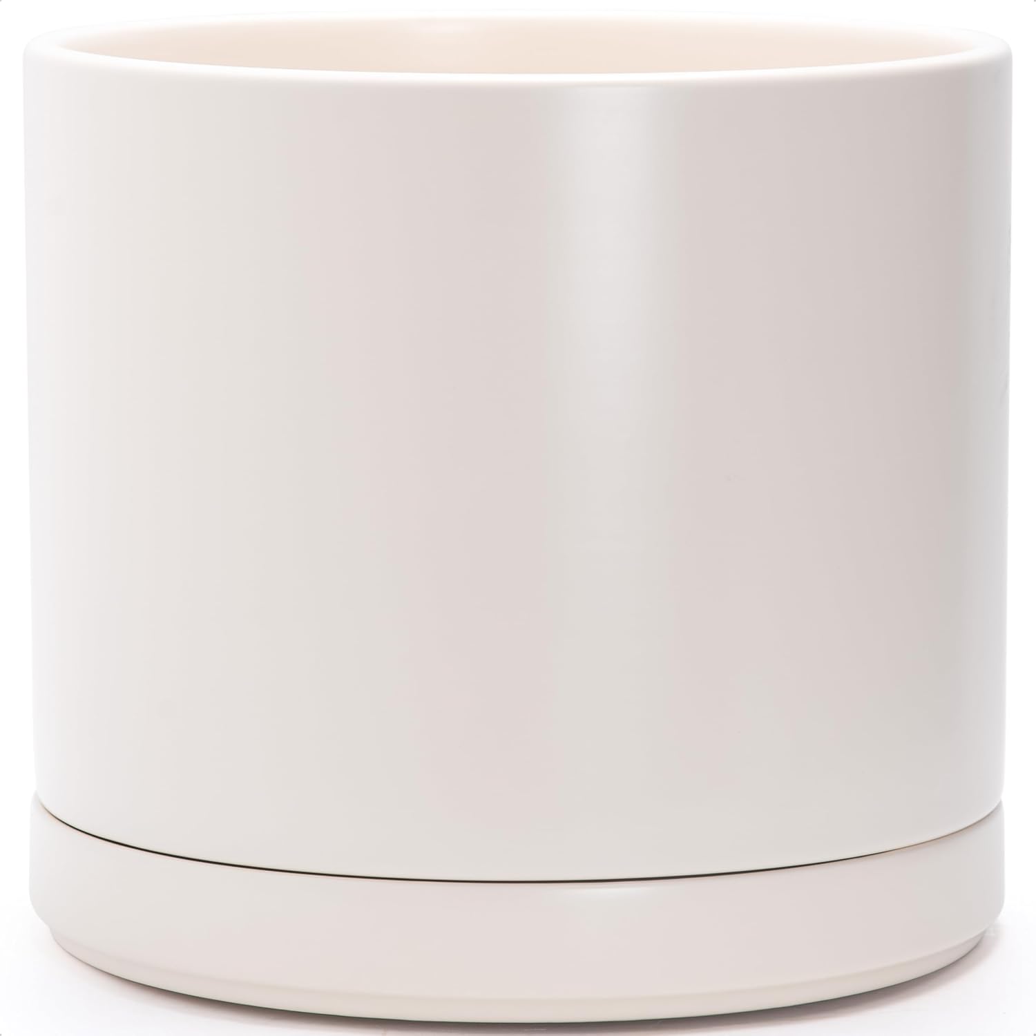 Modern Cylinder Ceramic Planter, 6.5 inch, Olive