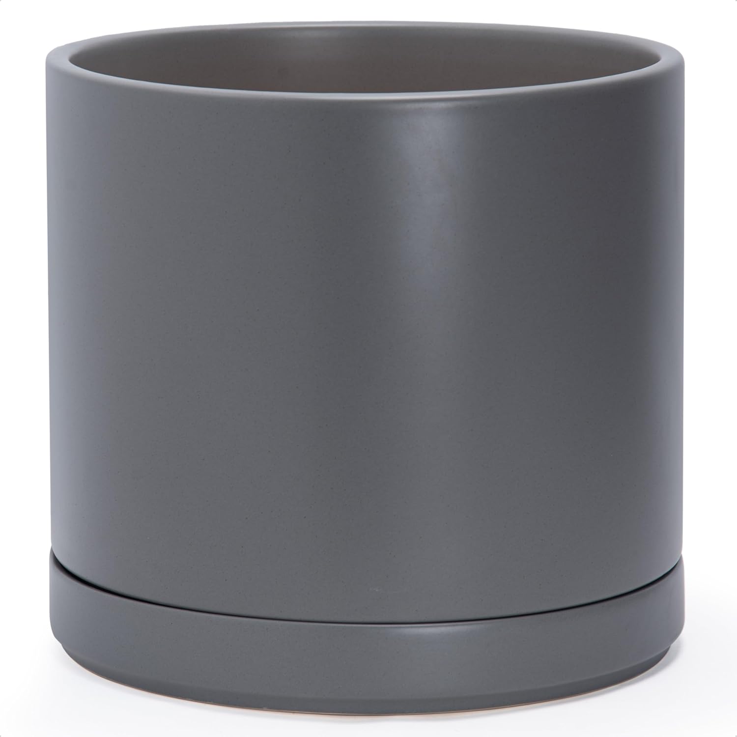 Modern Cylinder Ceramic Planter, 6.5 inch, Olive