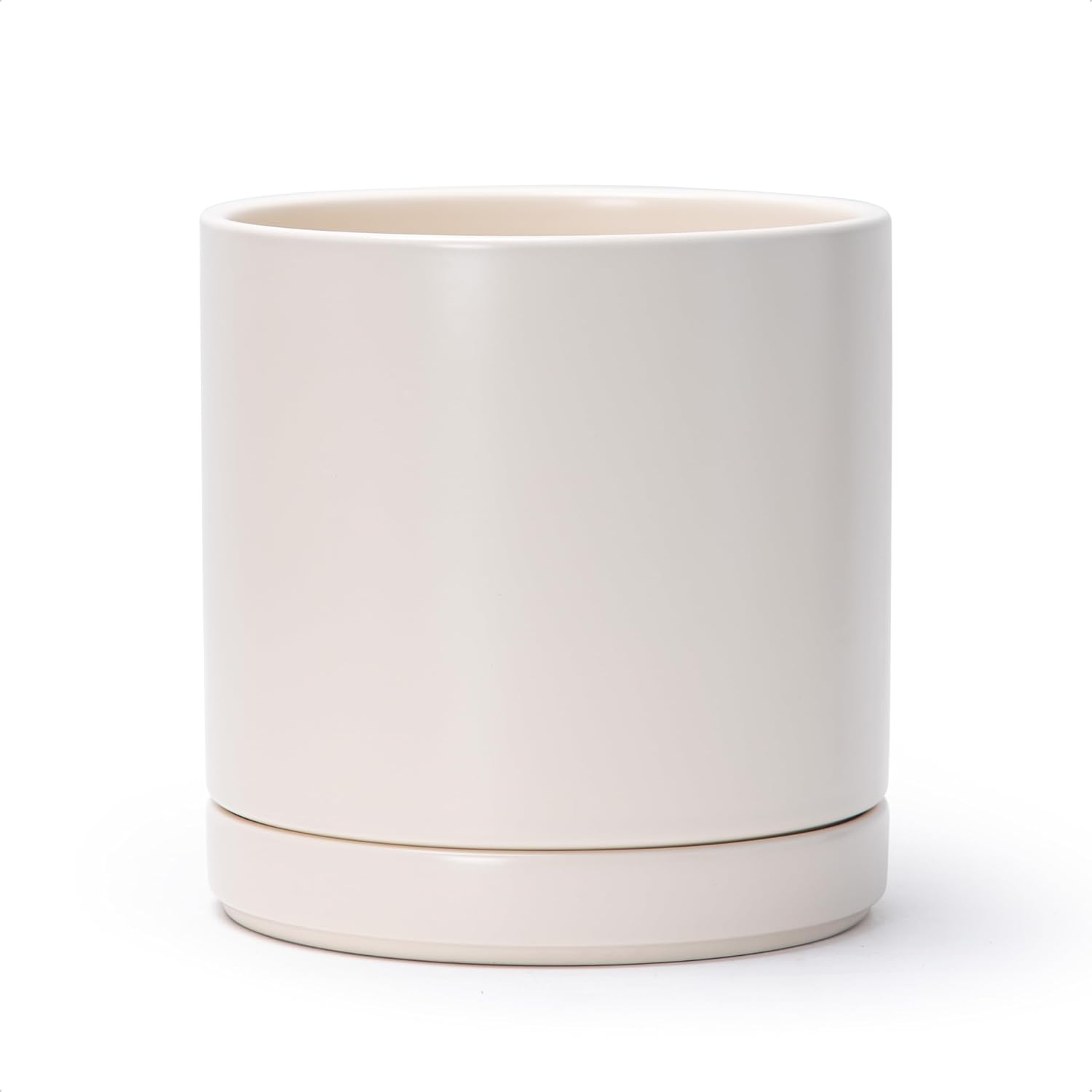 Modern Cylinder Ceramic Planter, 6.5 inch, Olive