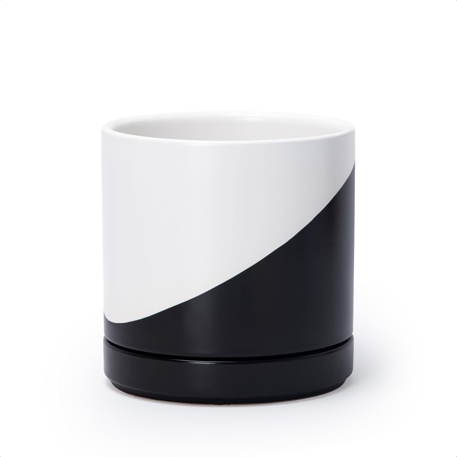 Modern Cylinder Ceramic Planter, 6.5 inch, Olive