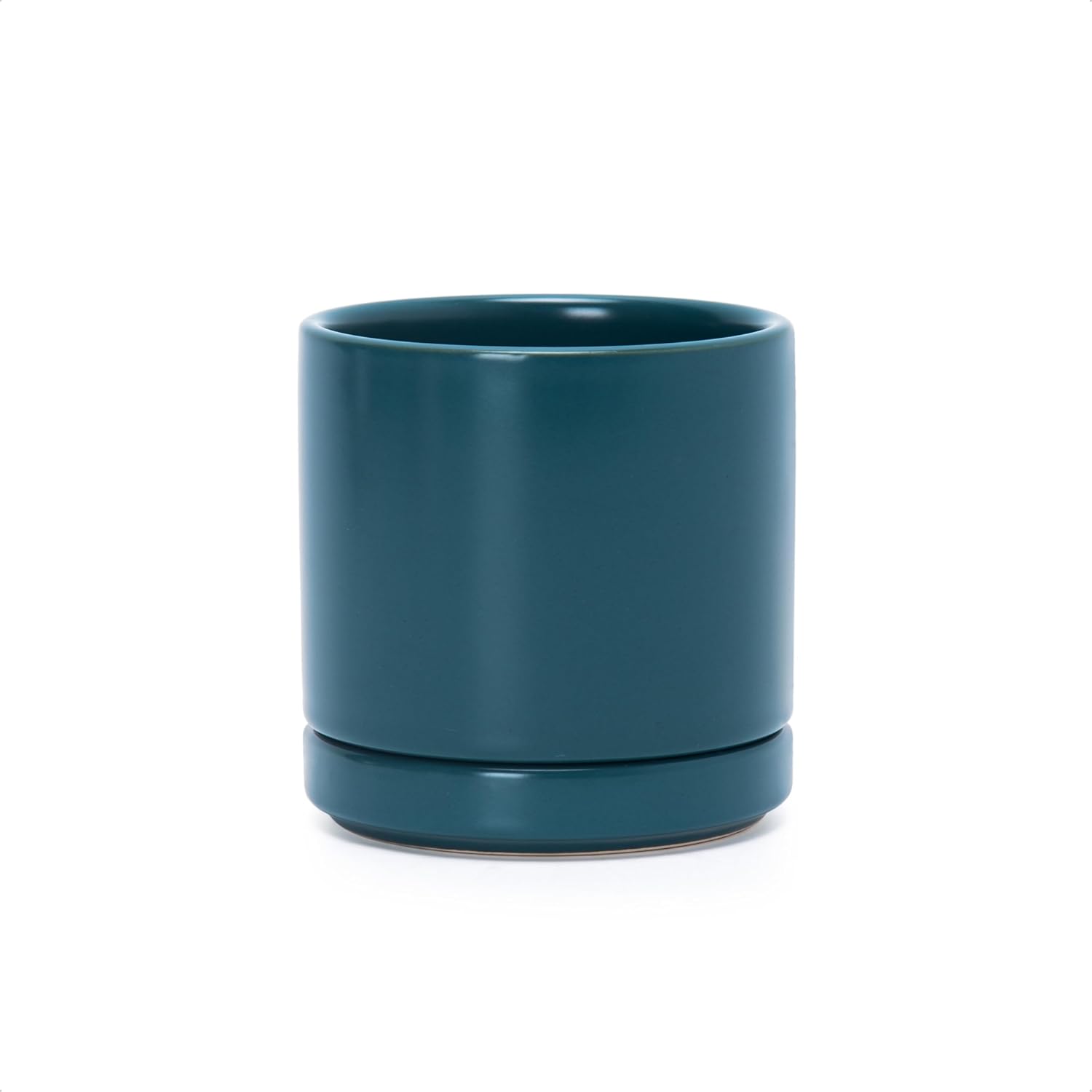 Modern Cylinder Ceramic Planter, 6.5 inch, Olive