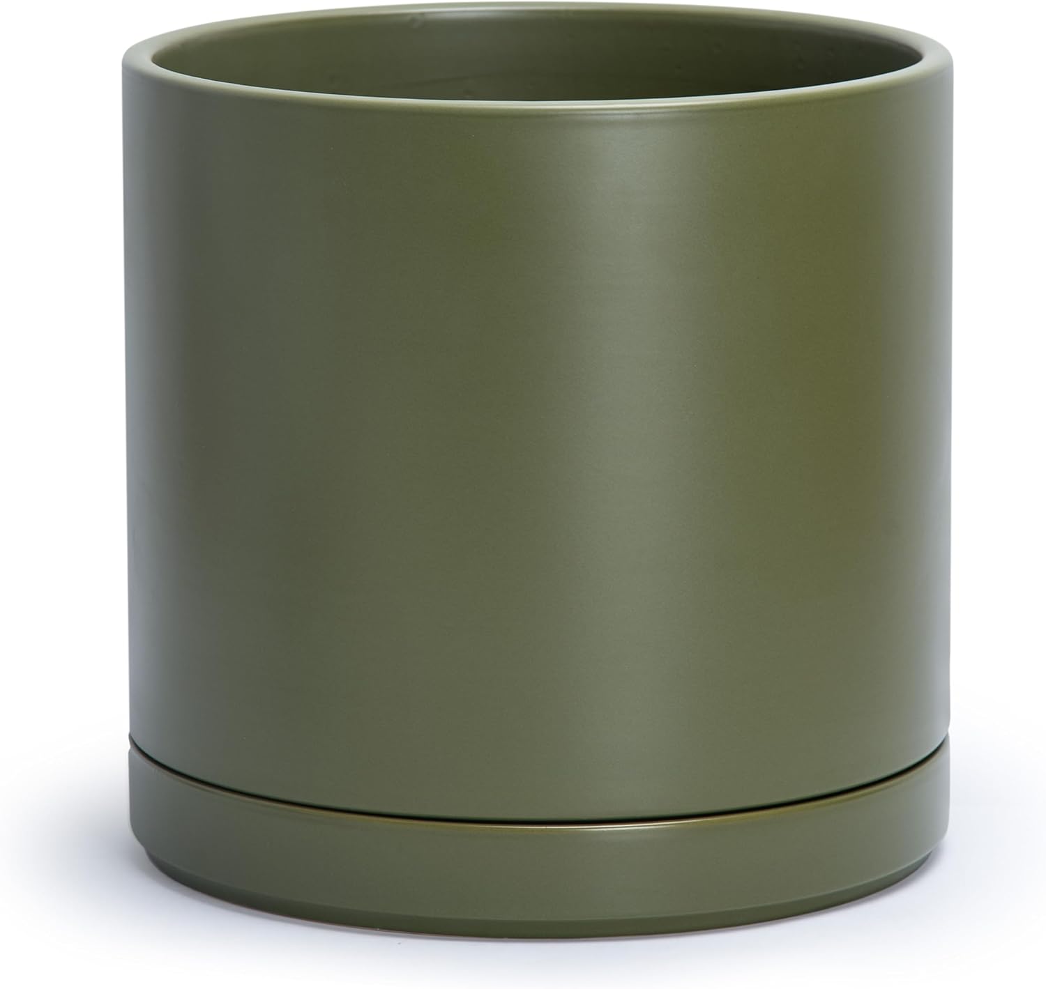 Modern Cylinder Ceramic Planter, 6.5 inch, Olive