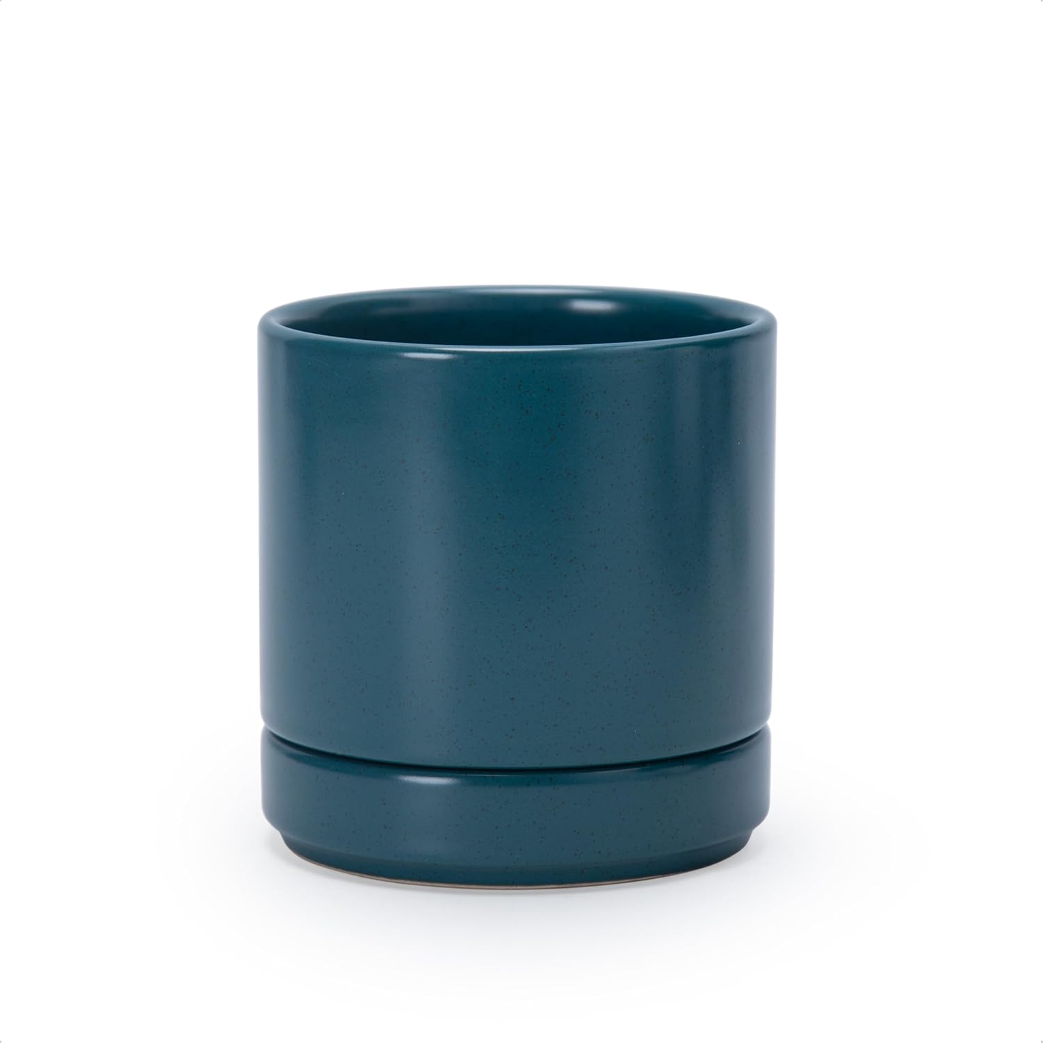 Modern Cylinder Ceramic Planter, 6.5 inch, Olive