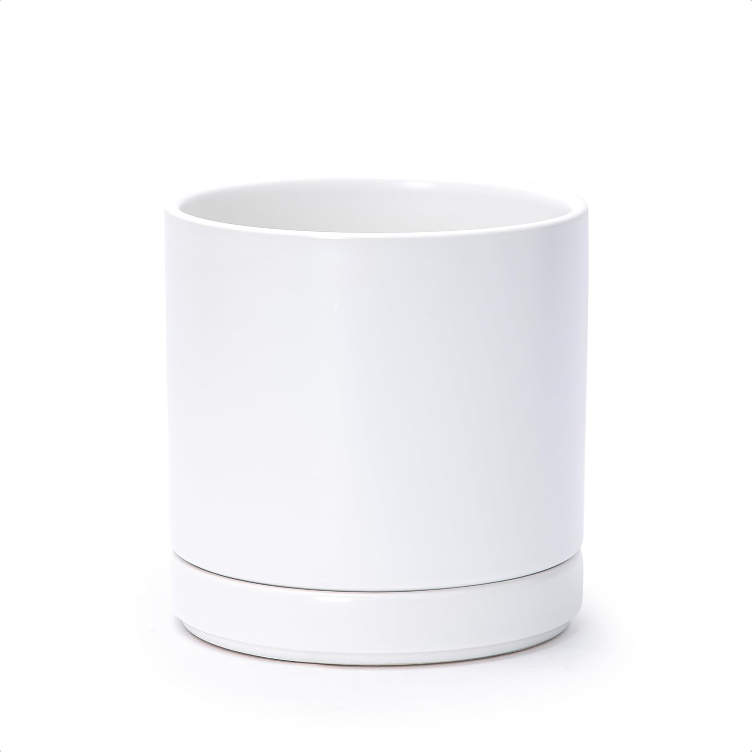 Modern Cylinder Ceramic Planter, 6.5 inch, Olive