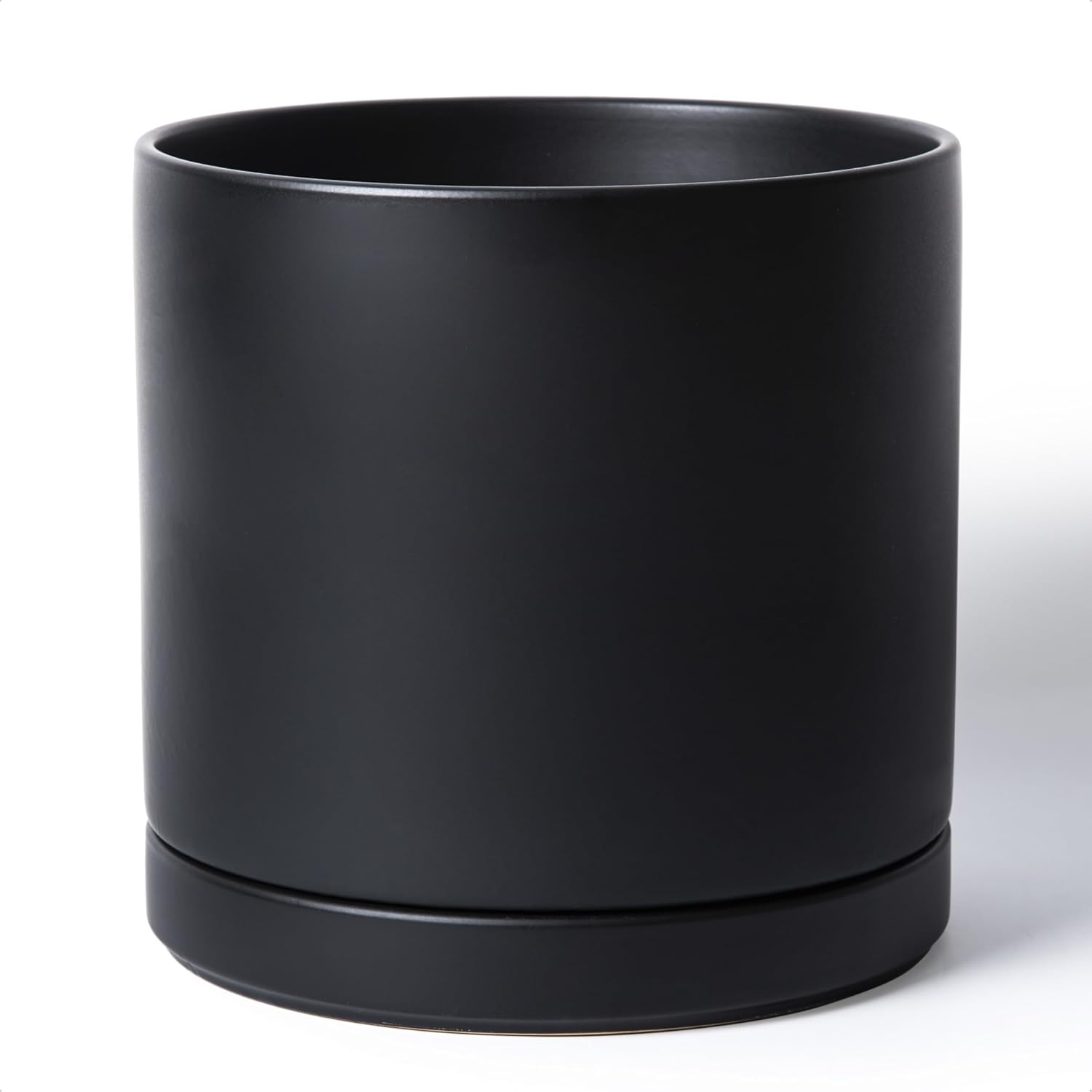 Modern Cylinder Ceramic Planter, 6.5 inch, Olive