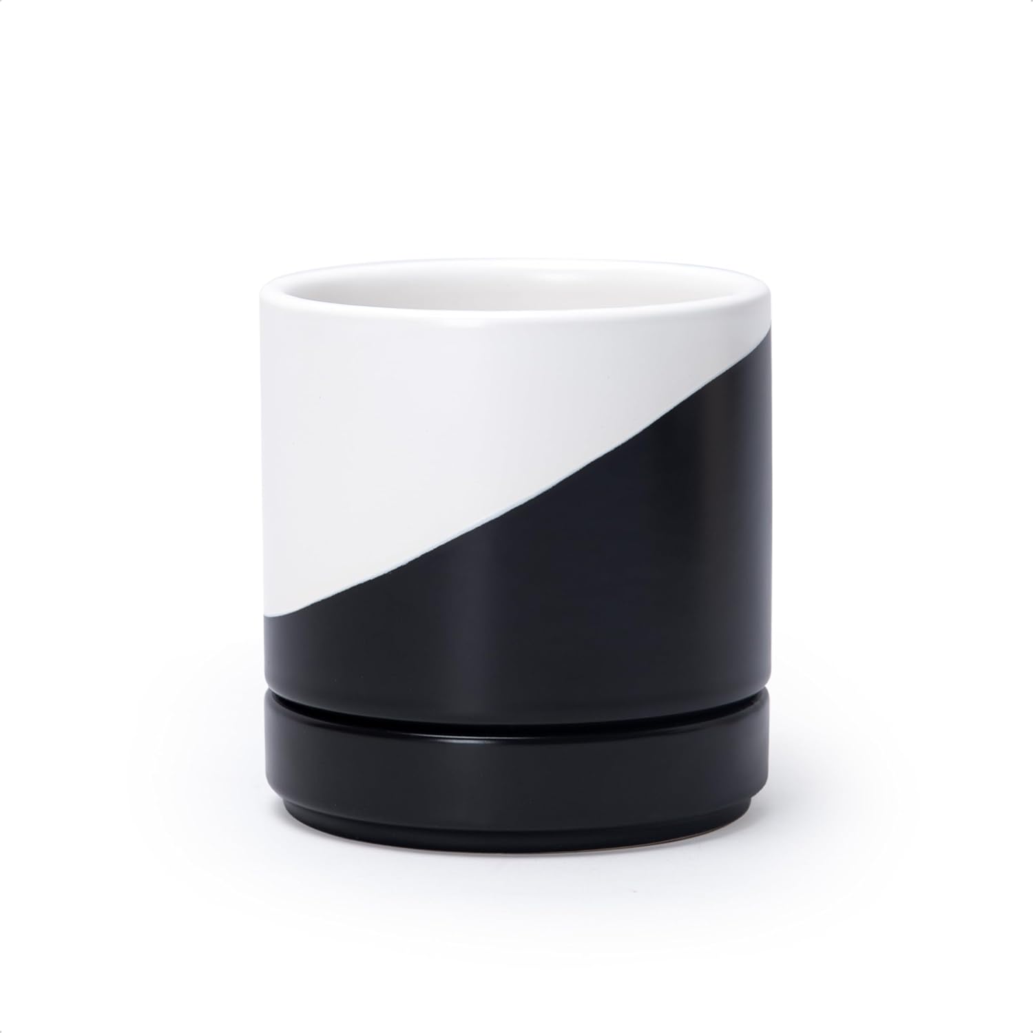 Modern Cylinder Ceramic Planter, 6.5 inch, Olive