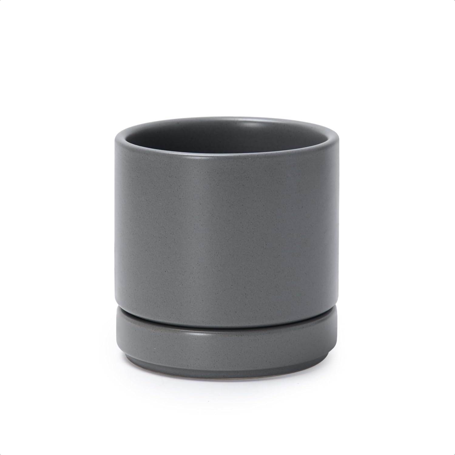 Modern Cylinder Ceramic Planter, 6.5 inch, Olive