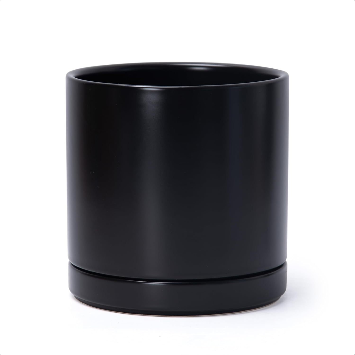 Modern Cylinder Ceramic Planter, 6.5 inch, Olive