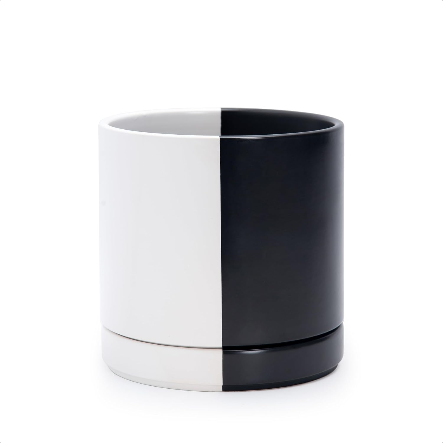 Modern Cylinder Ceramic Planter, 6.5 inch, Olive