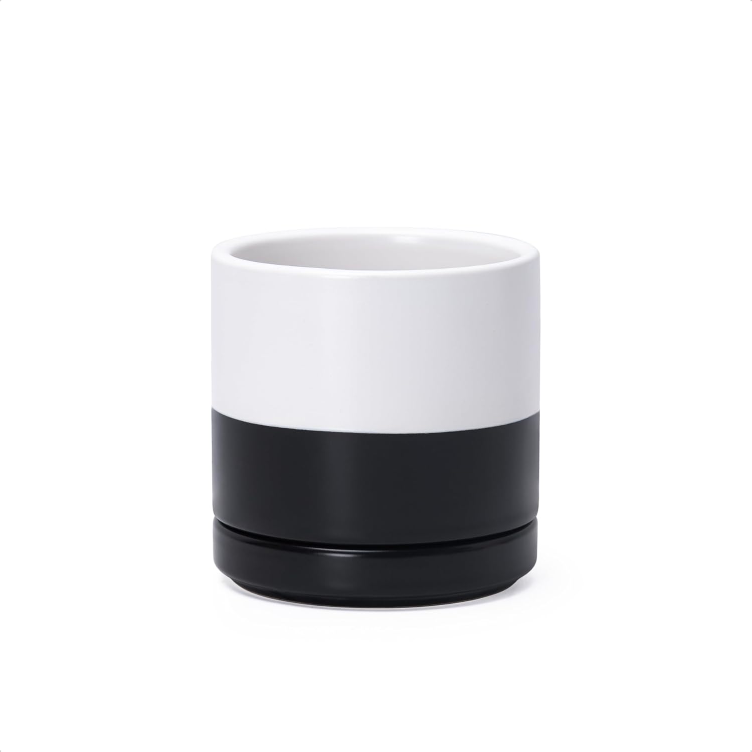 Modern Cylinder Ceramic Planter, 6.5 inch, Olive