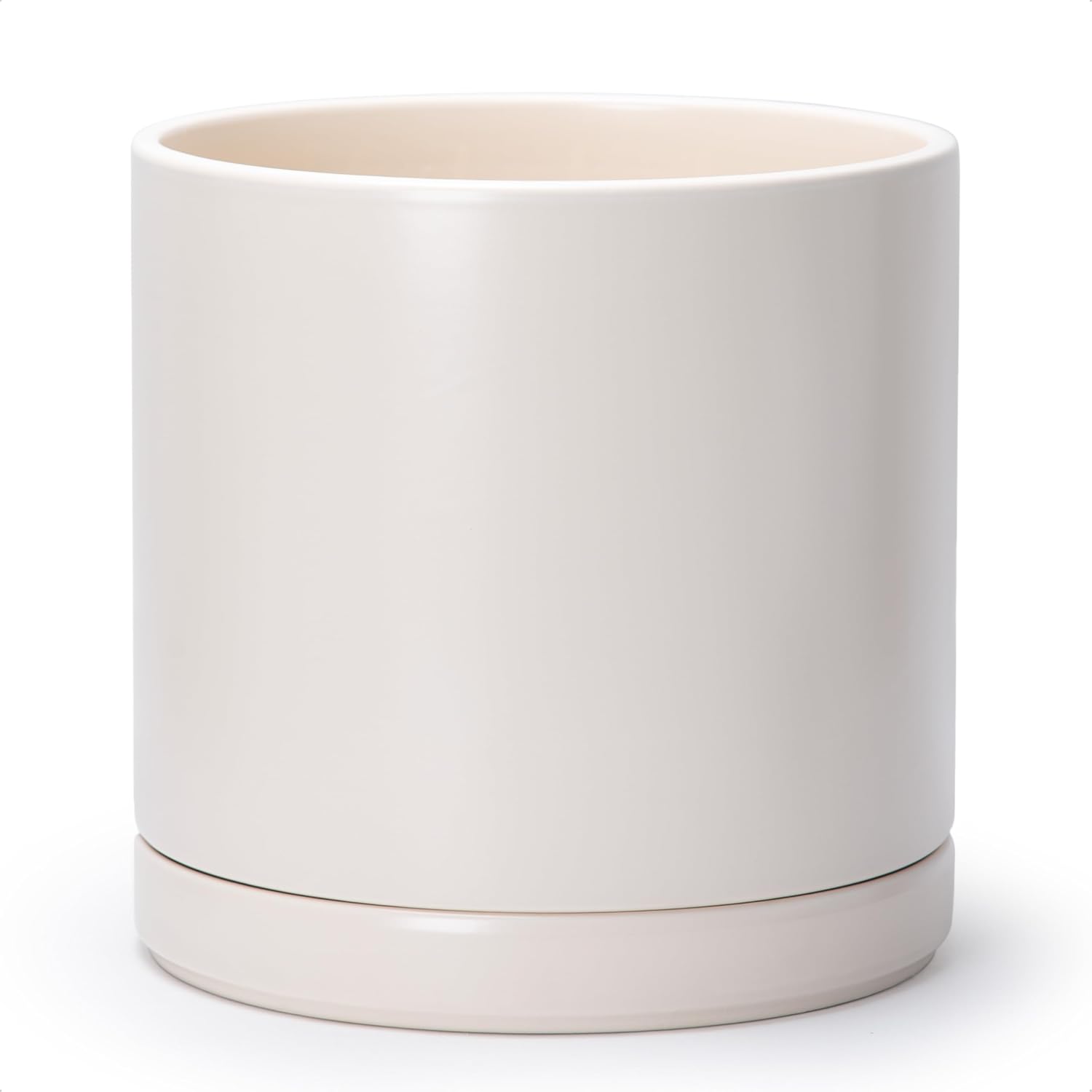 Modern Cylinder Ceramic Planter, 6.5 inch, Olive