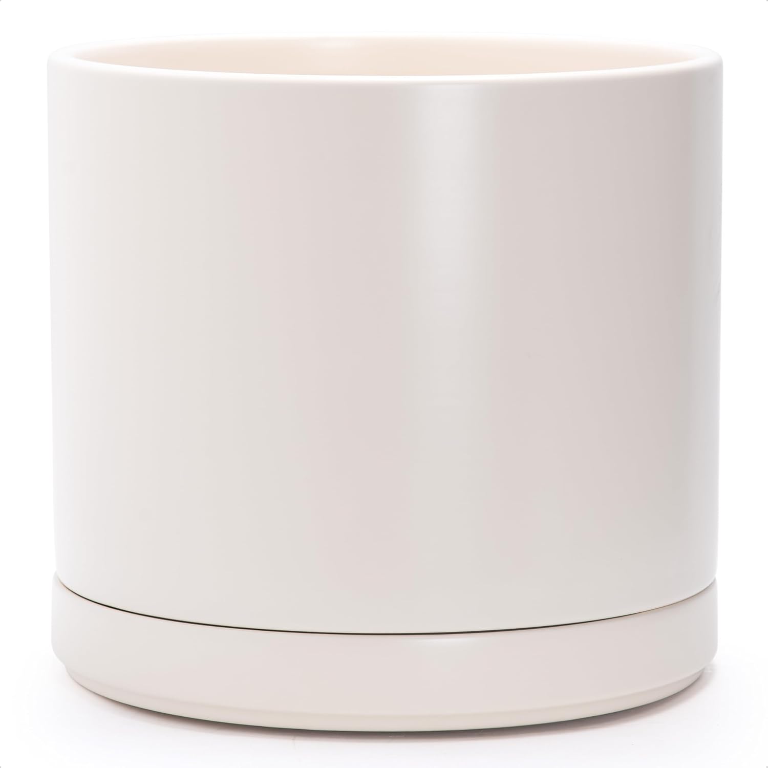 Modern Cylinder Ceramic Planter, 6.5 inch, Olive