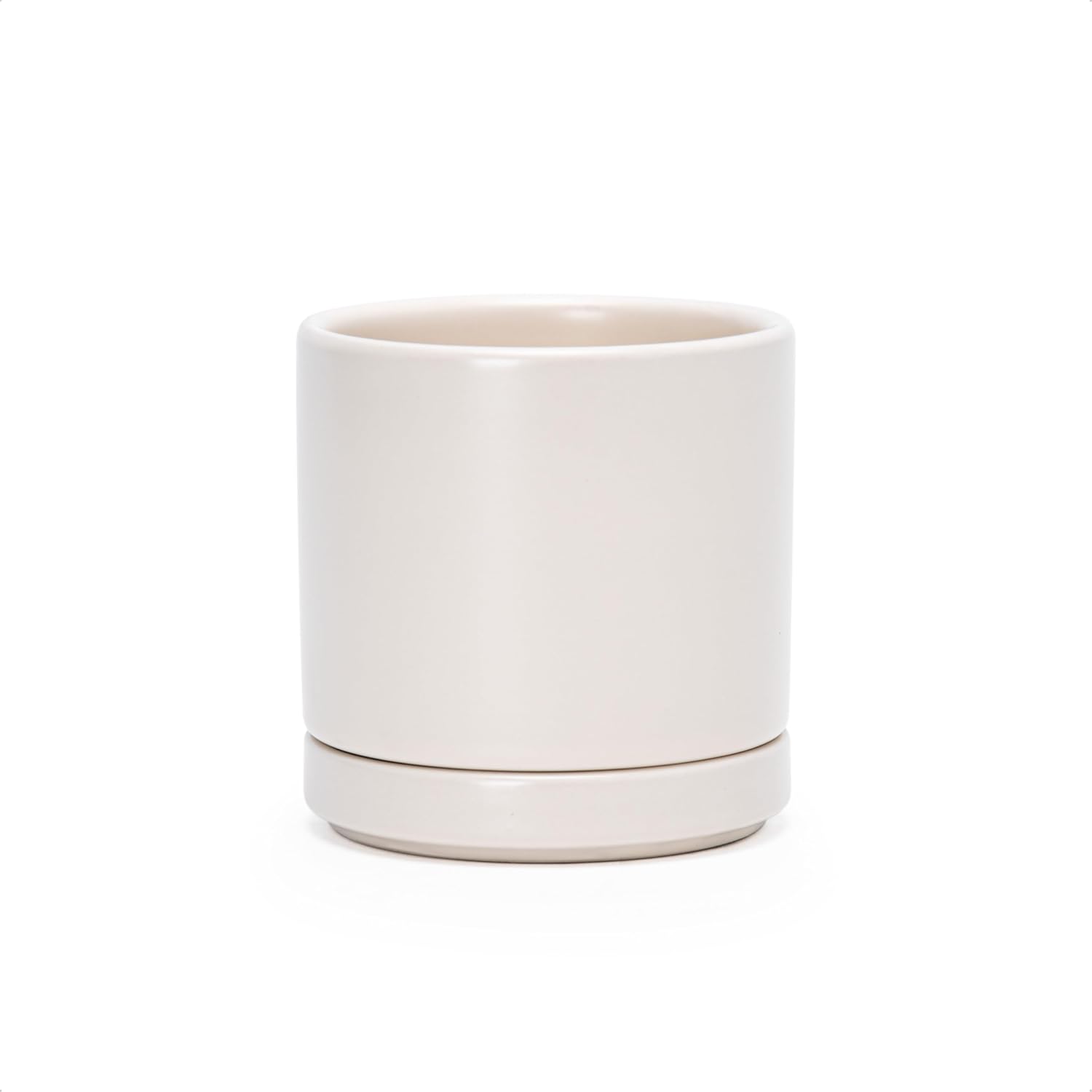 Modern Cylinder Ceramic Planter, 6.5 inch, Olive