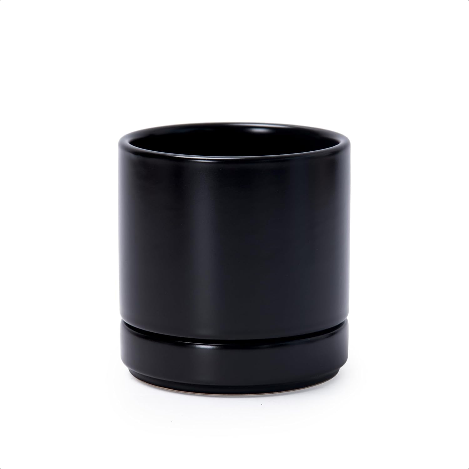 Modern Cylinder Ceramic Planter, 6.5 inch, Olive