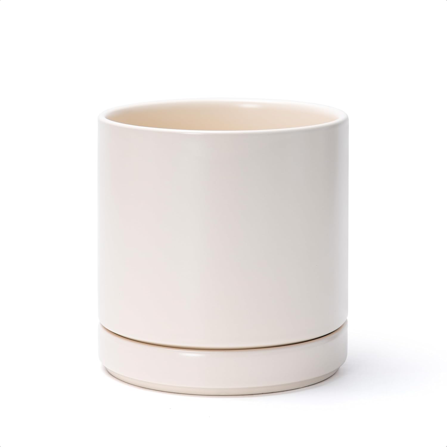 Modern Cylinder Ceramic Planter, 6.5 inch, Olive
