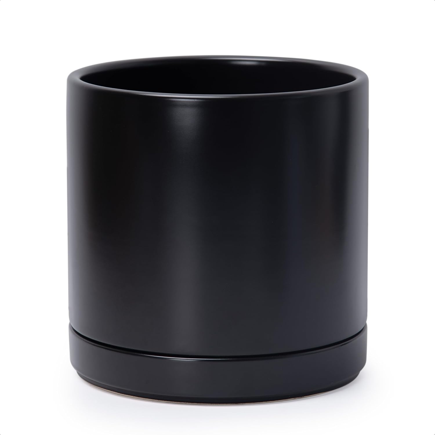Modern Cylinder Ceramic Planter, 6.5 inch, Olive