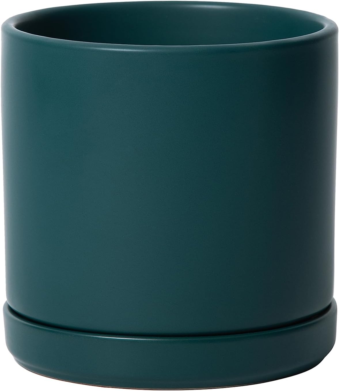 Modern Cylinder Ceramic Planter, 6.5 inch, Olive