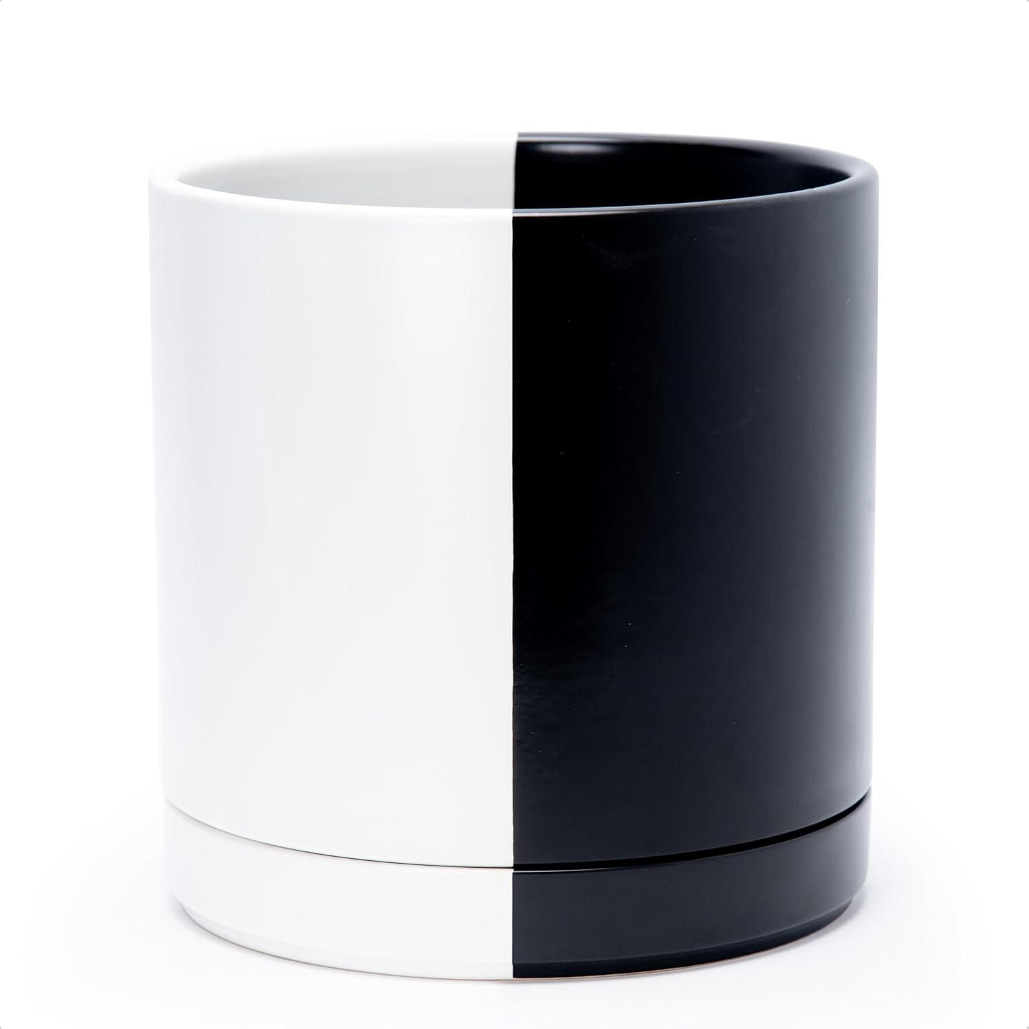 Modern Cylinder Ceramic Planter, 6.5 inch, Olive