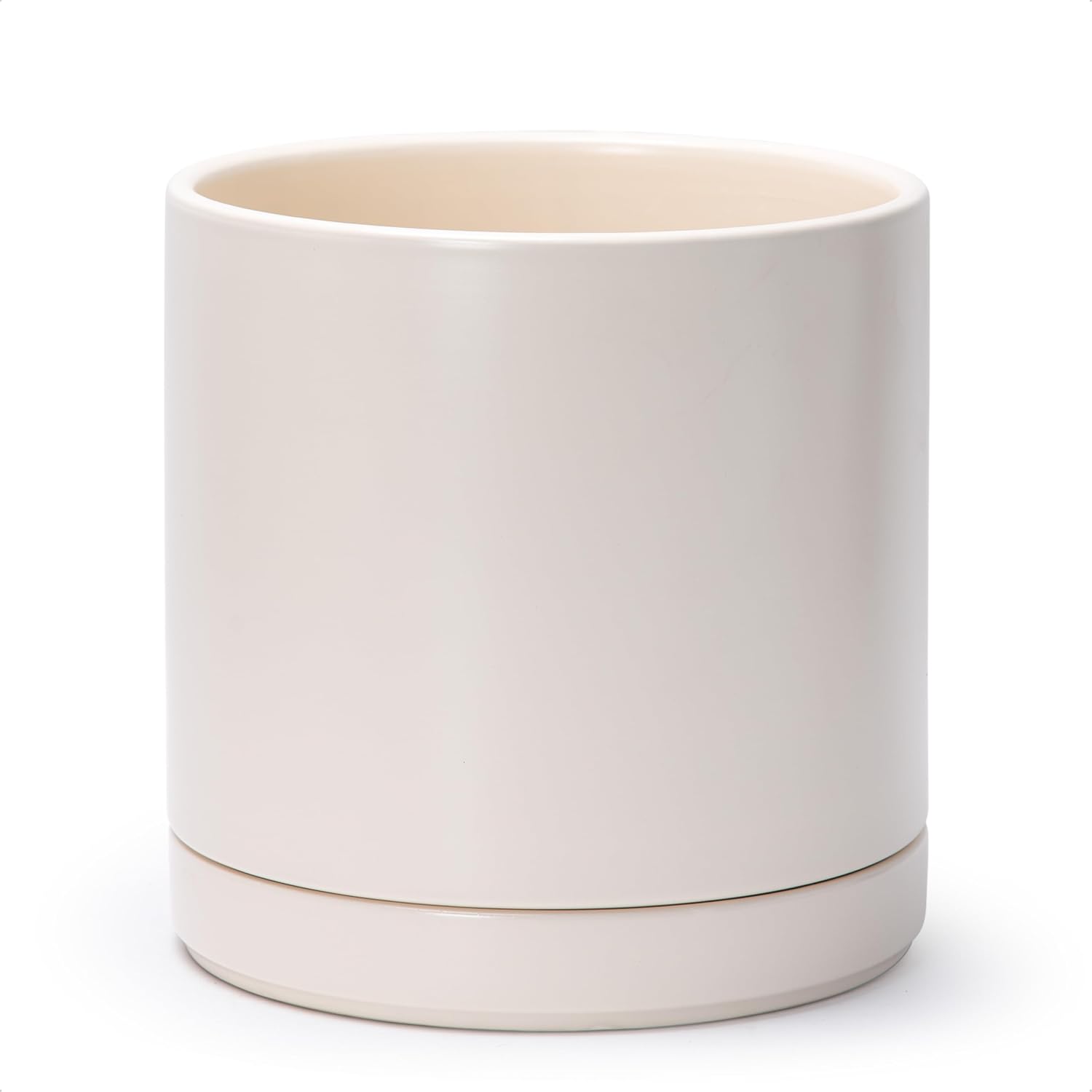 Modern Cylinder Ceramic Planter, 6.5 inch, Olive