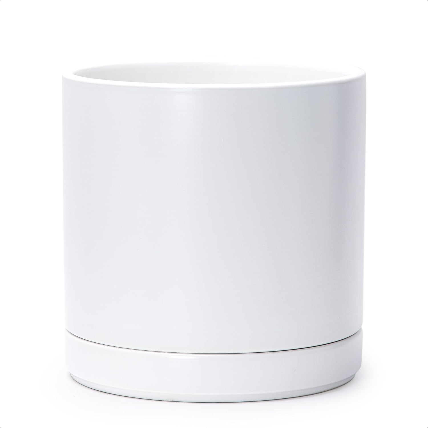 Modern Cylinder Ceramic Planter, 6.5 inch, Olive