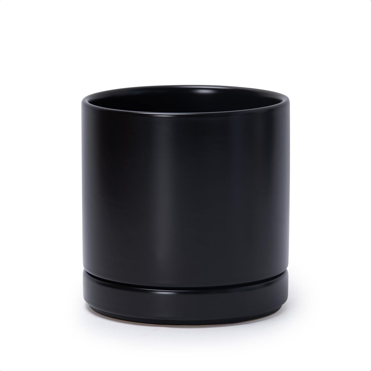 Modern Cylinder Ceramic Planter, 6.5 inch, Olive