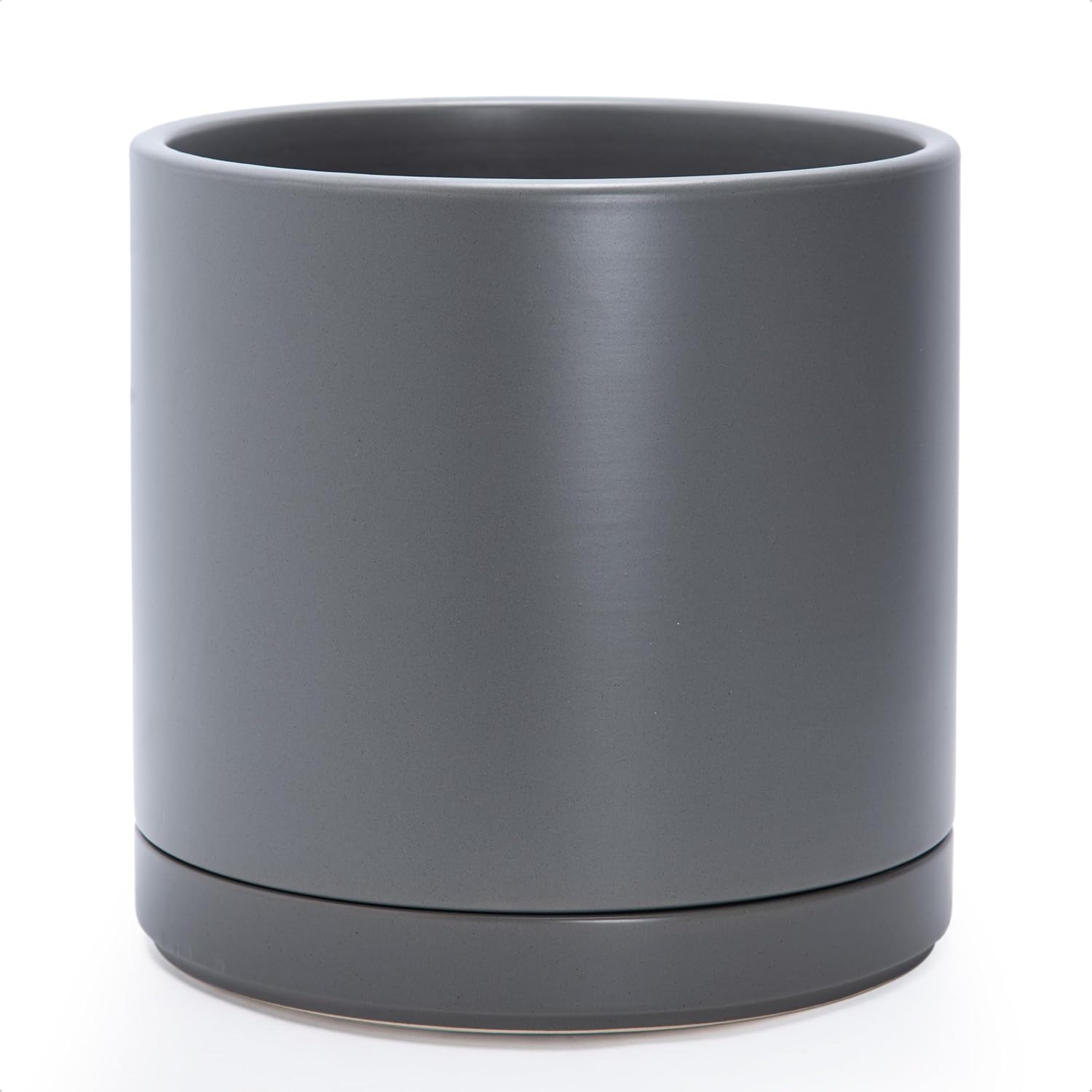Modern Cylinder Ceramic Planter, 6.5 inch, Olive