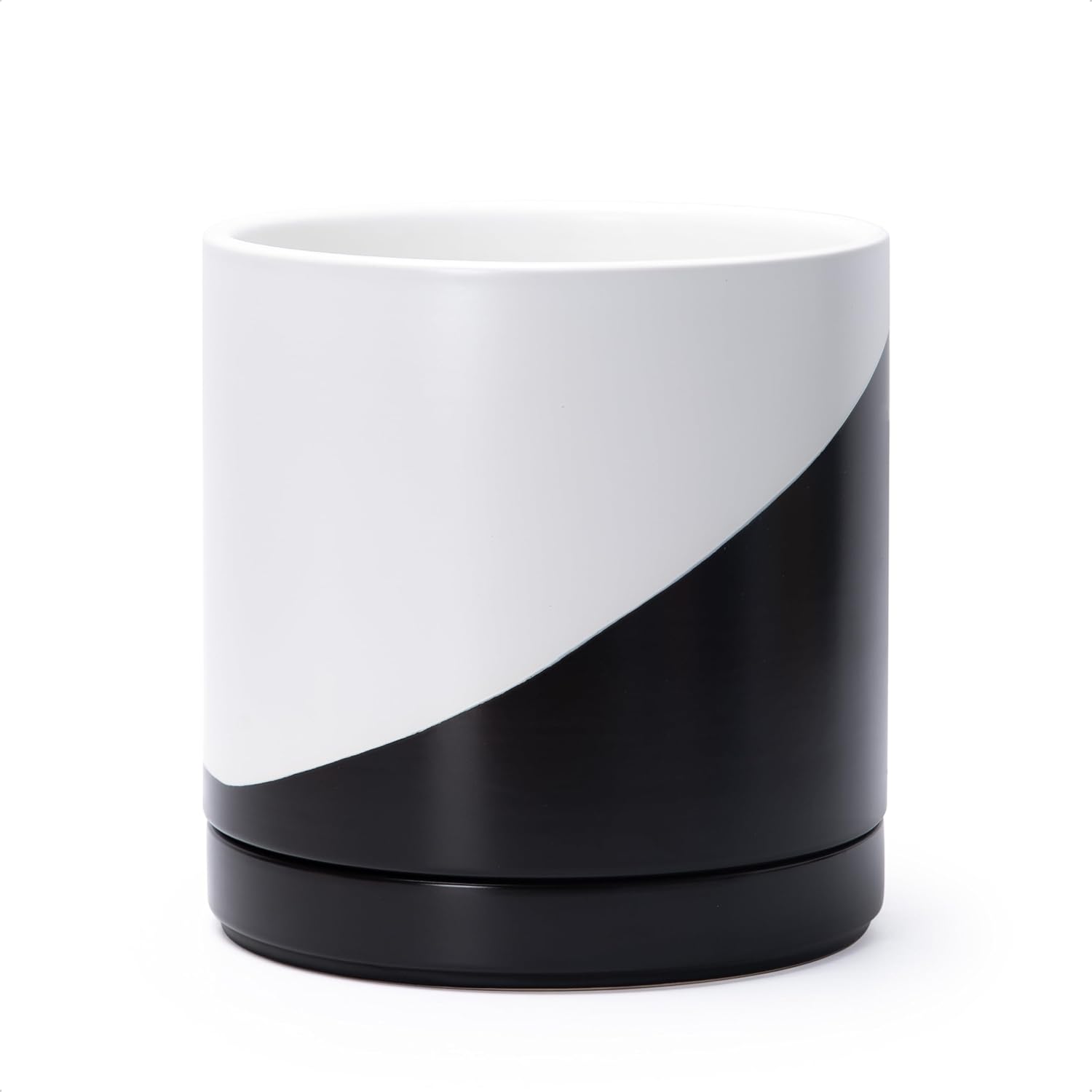 Modern Cylinder Ceramic Planter, 6.5 inch, Olive
