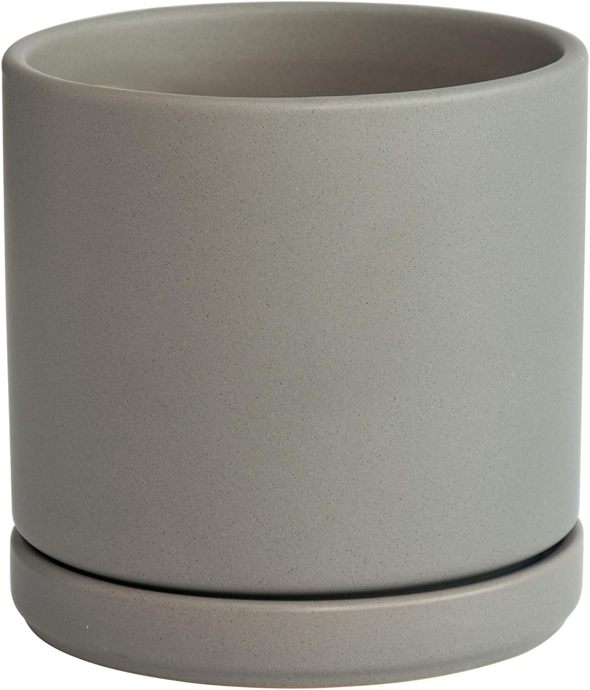 Modern Cylinder Ceramic Planter, 6.5 inch, Olive