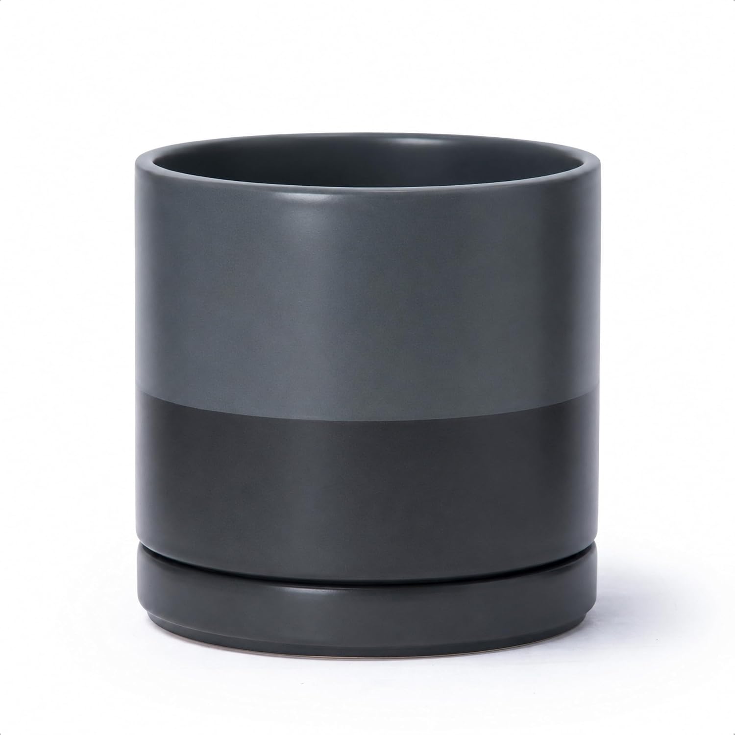 Modern Cylinder Ceramic Planter, 6.5 inch, Olive