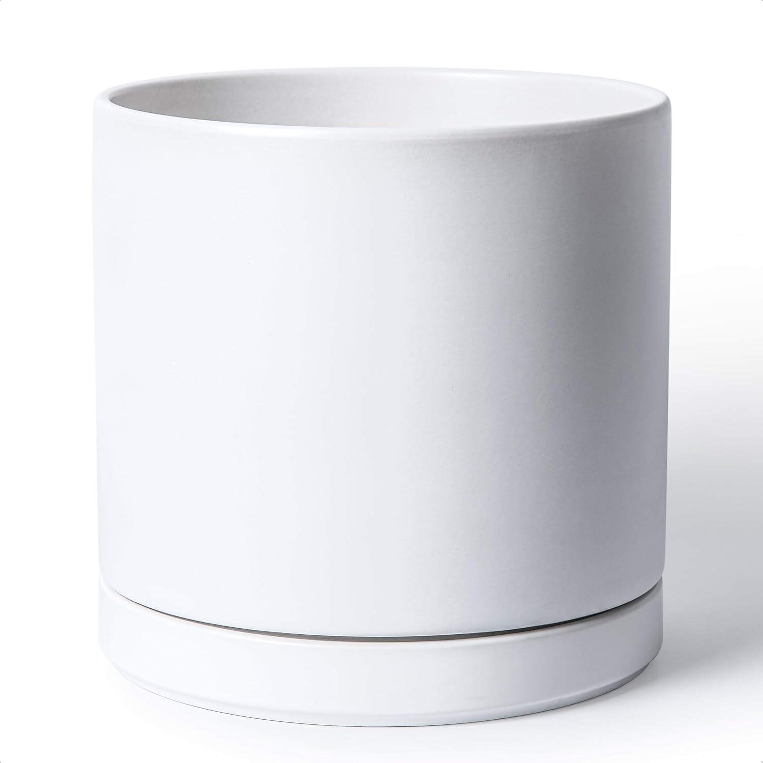 Modern Cylinder Ceramic Planter, 6.5 inch, Olive