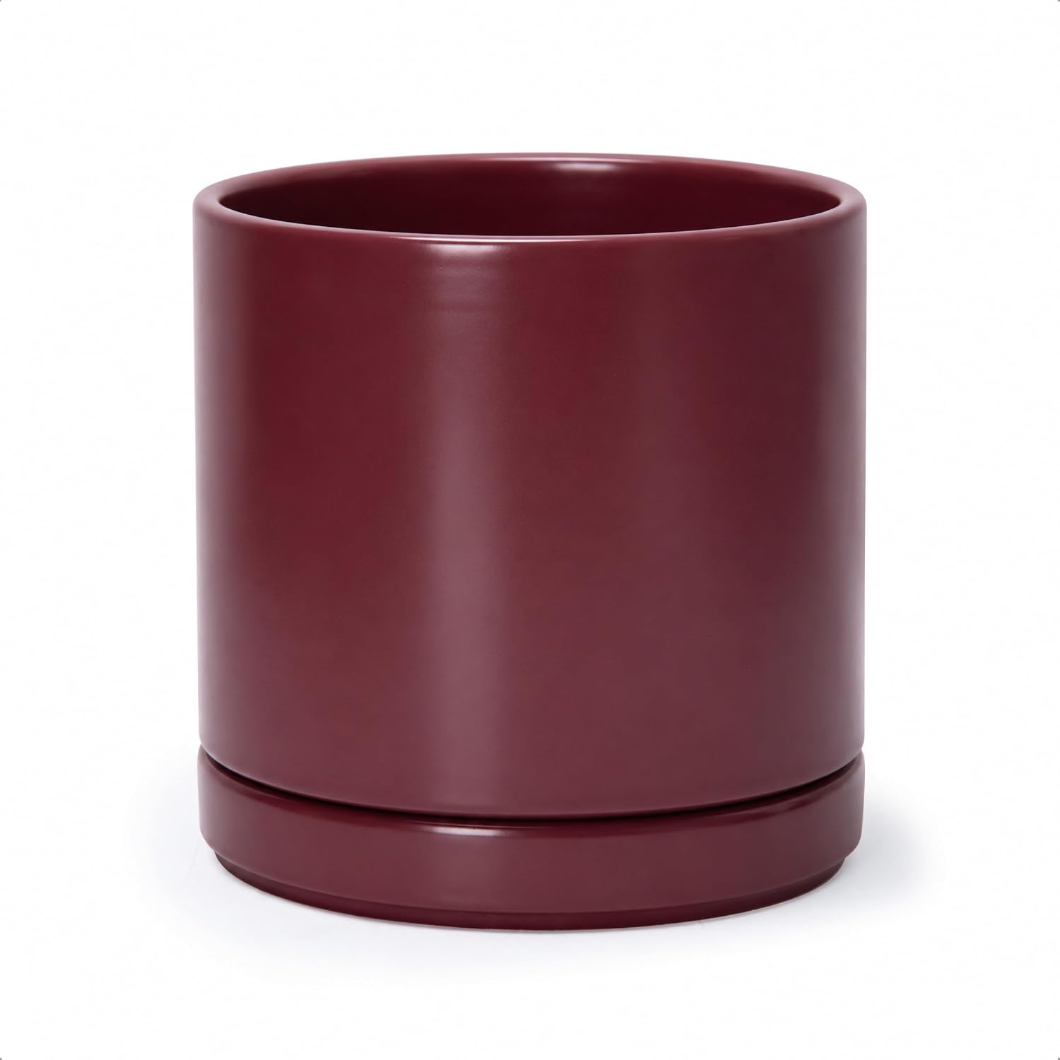 Modern Cylinder Ceramic Planter, 6.5 inch, Olive